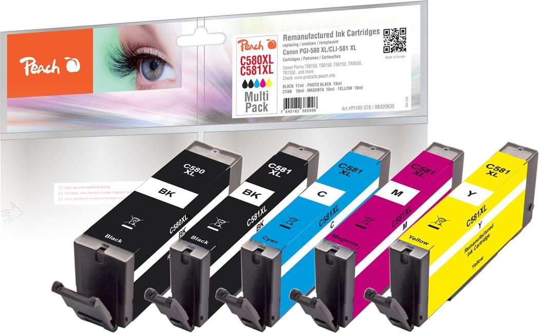 Peach Tinte Canon 580XL581XL,Multi-Pack BlackCyanMagentaYellow