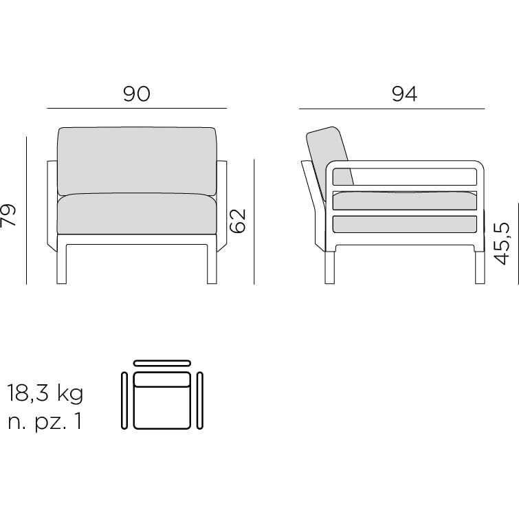 NARDI outdoor Gartensessel Maximo weissgrau