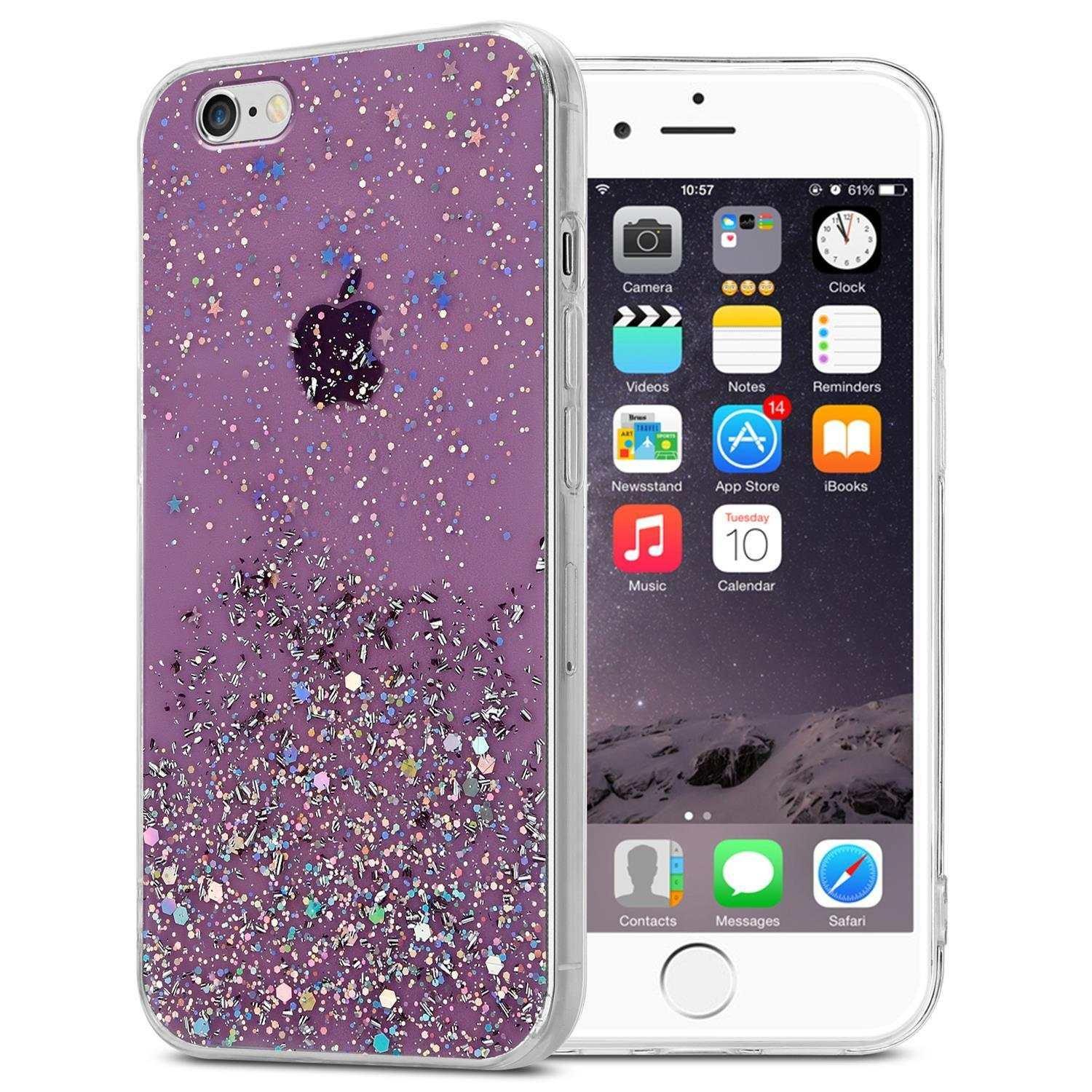 Cadorabo Hülle für Apple iPhone 6 PLUS 6S PLUS TPU Silikon mit funkelnden Glitter