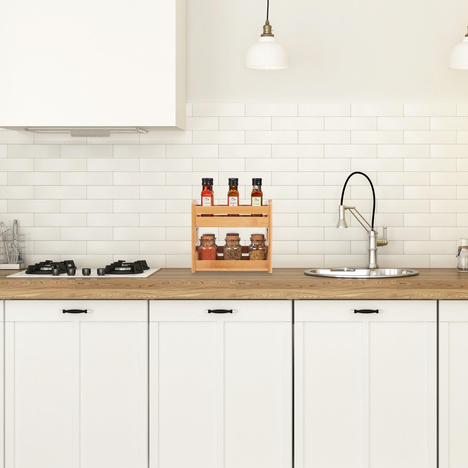 B2X Gewürzregal aus Bambus mit 2 Regalen