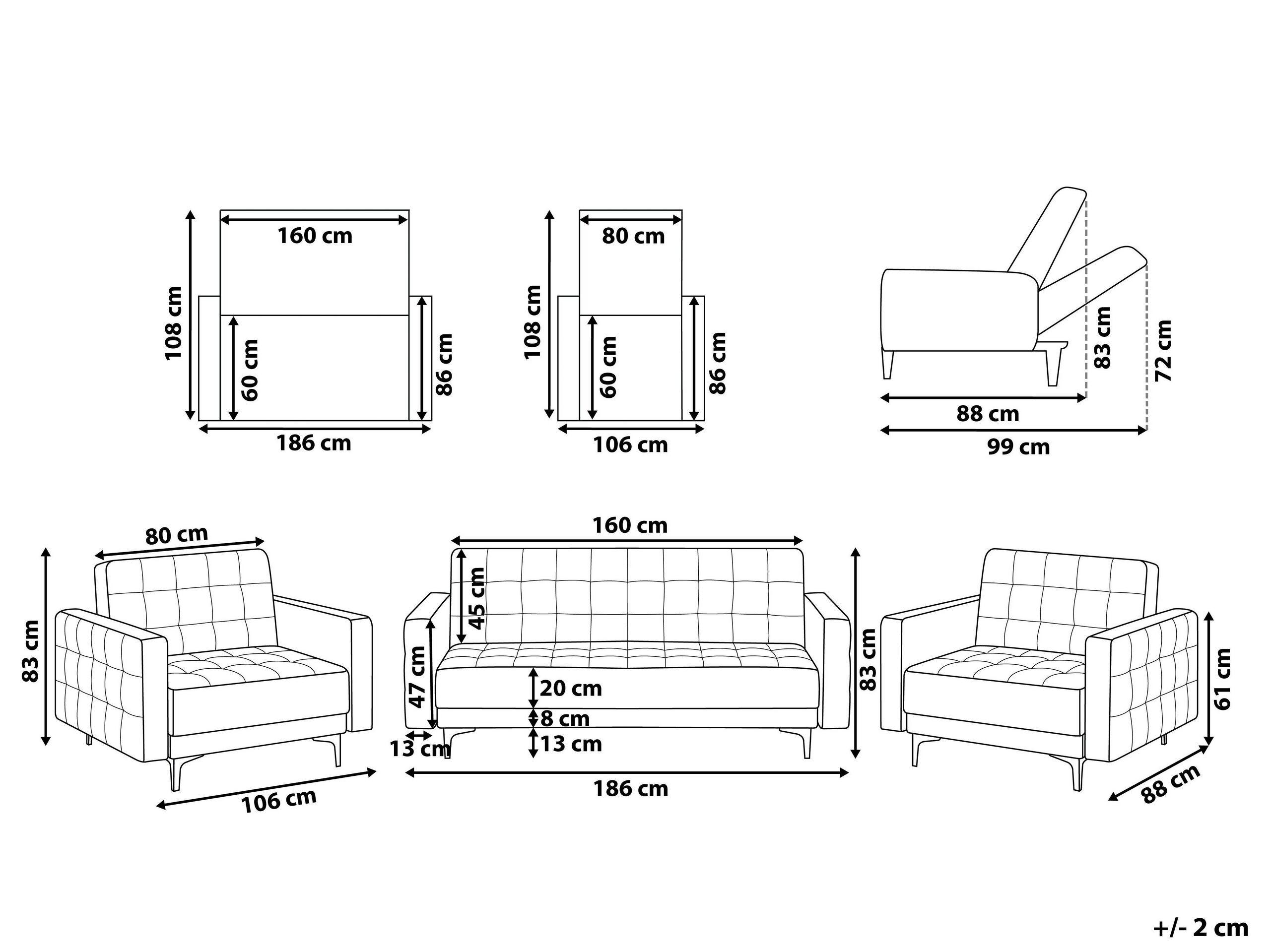 Beliani Wohnzimmer Set aus Samtstoff Retro ABERDEEN