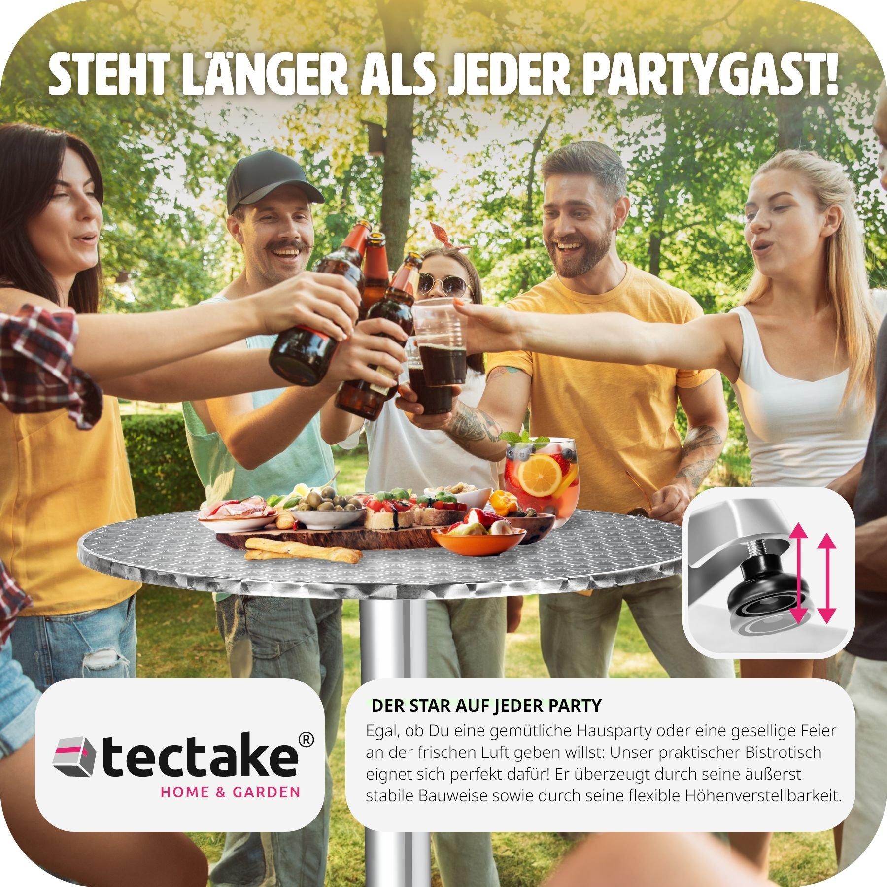 Tectake Aluminium Bistrotisch Ø60cm höhenverstellbar