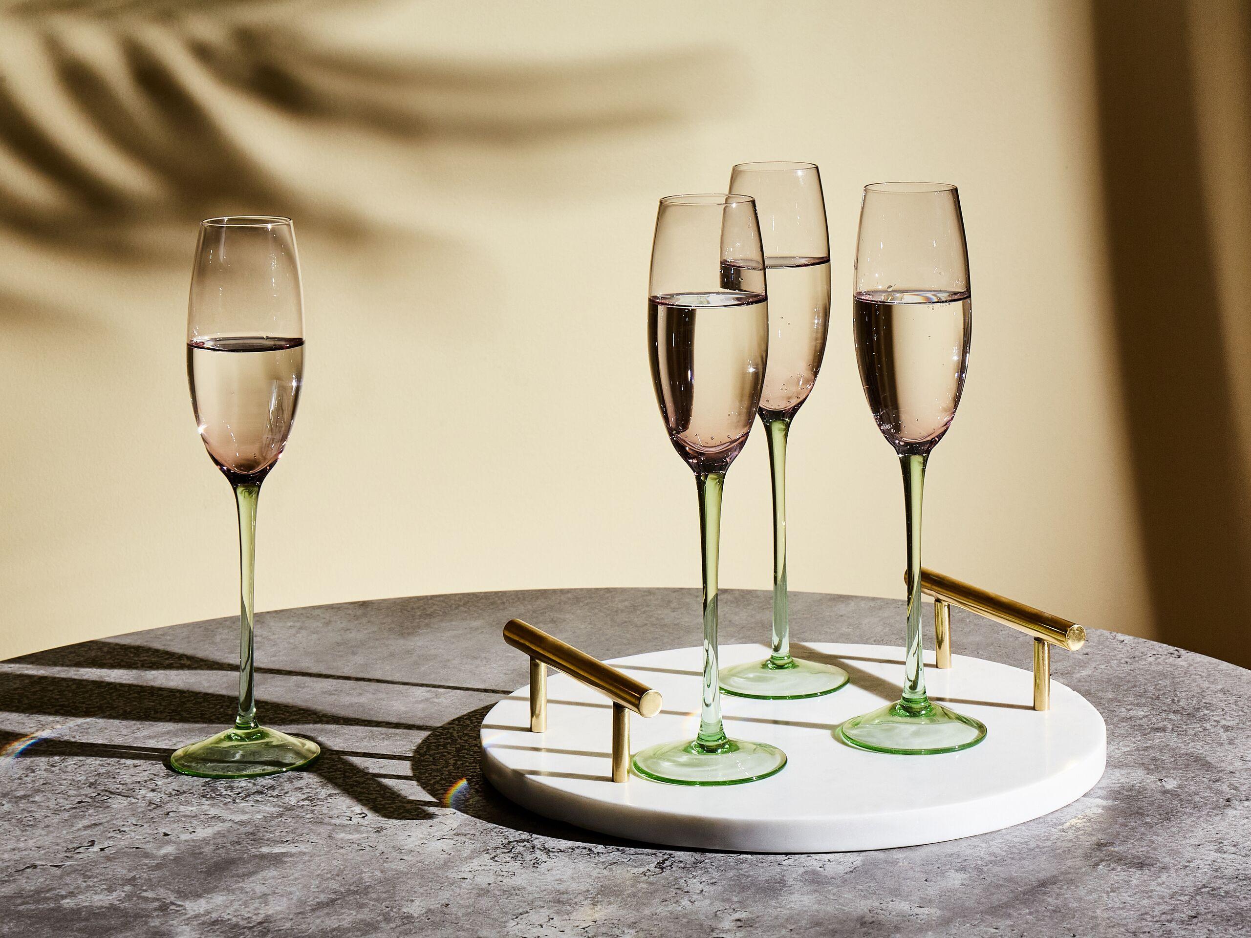 Beliani Champagnerflöten im 4er Set aus Glas Retro DIOPSIDE