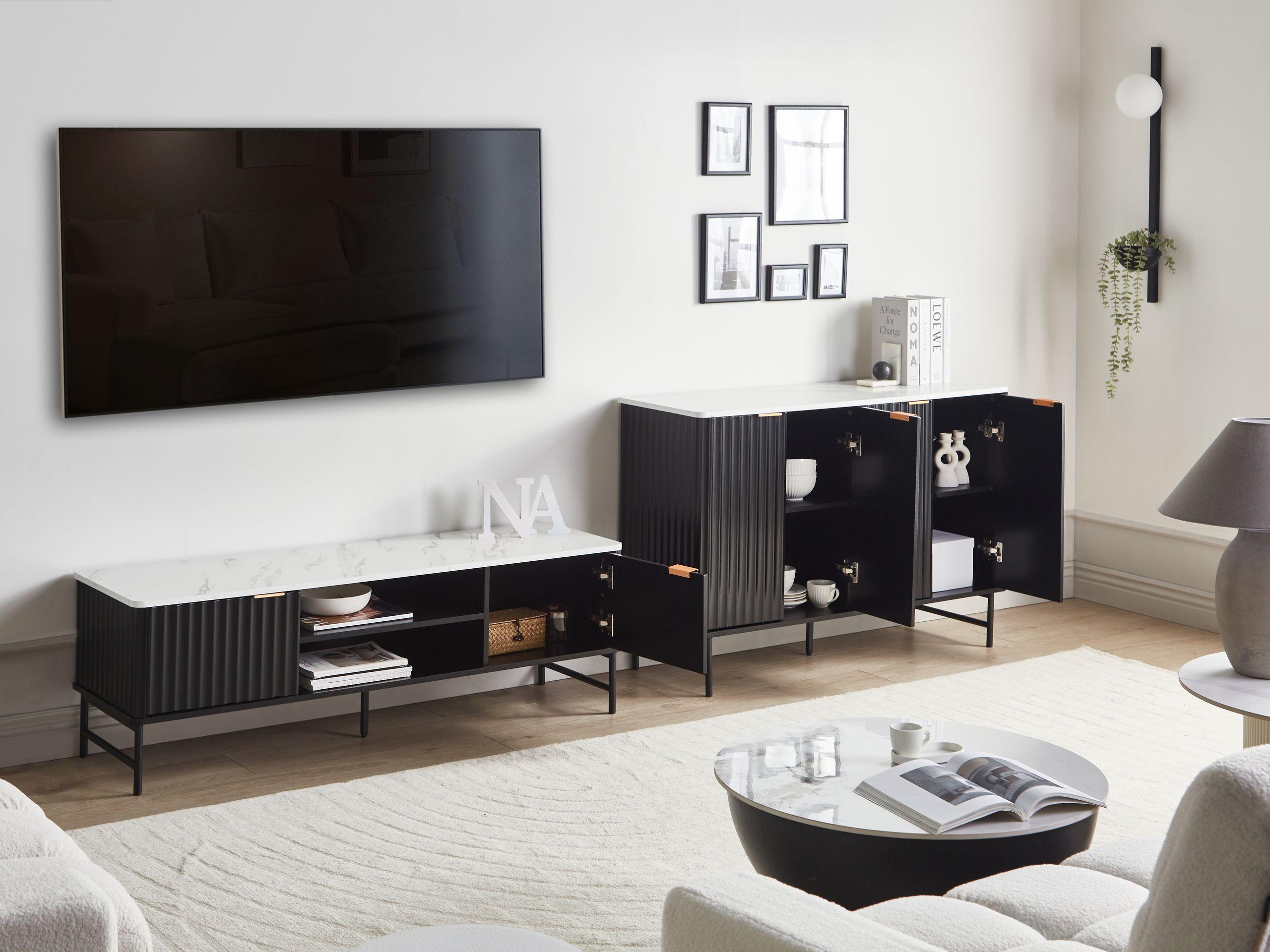 Beliani TV-Möbel aus MDF-Platte Modern GLASTONBURY