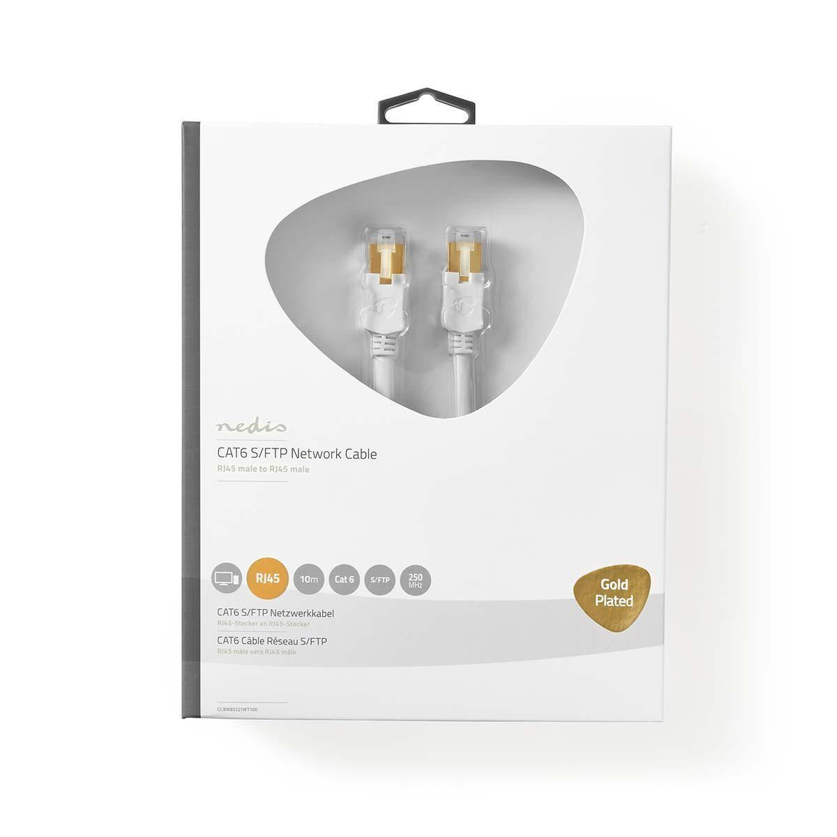 Nedis CAT6 Netzwerkkabel | RJ45 Stecker | RJ45 Stecker | S/FTP | 10,0 m | Rund | LSZH / PVC | Weiß | Box mit Fenster