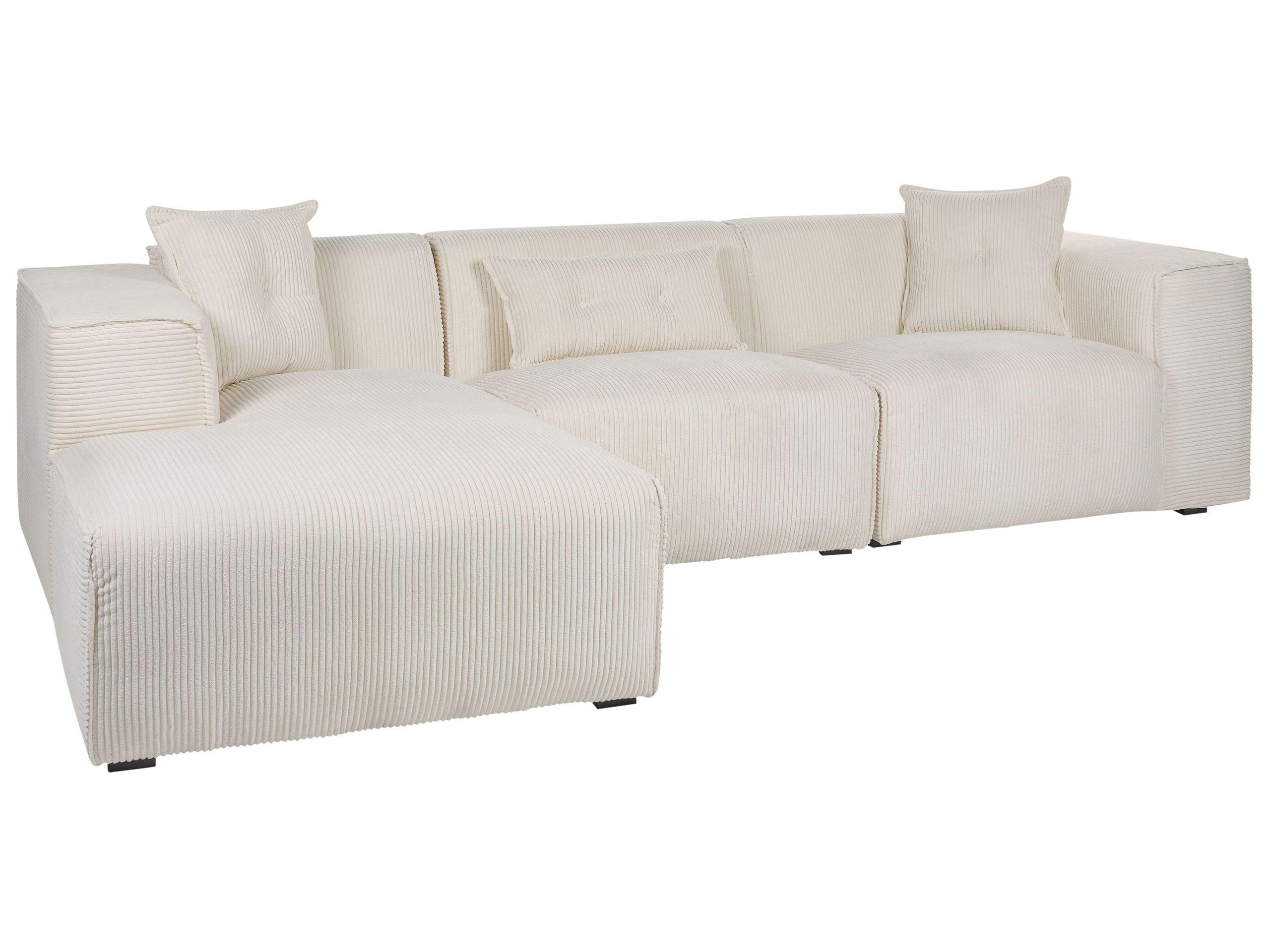 Beliani Ecksofa aus Cord Skandinavisch DOLVA