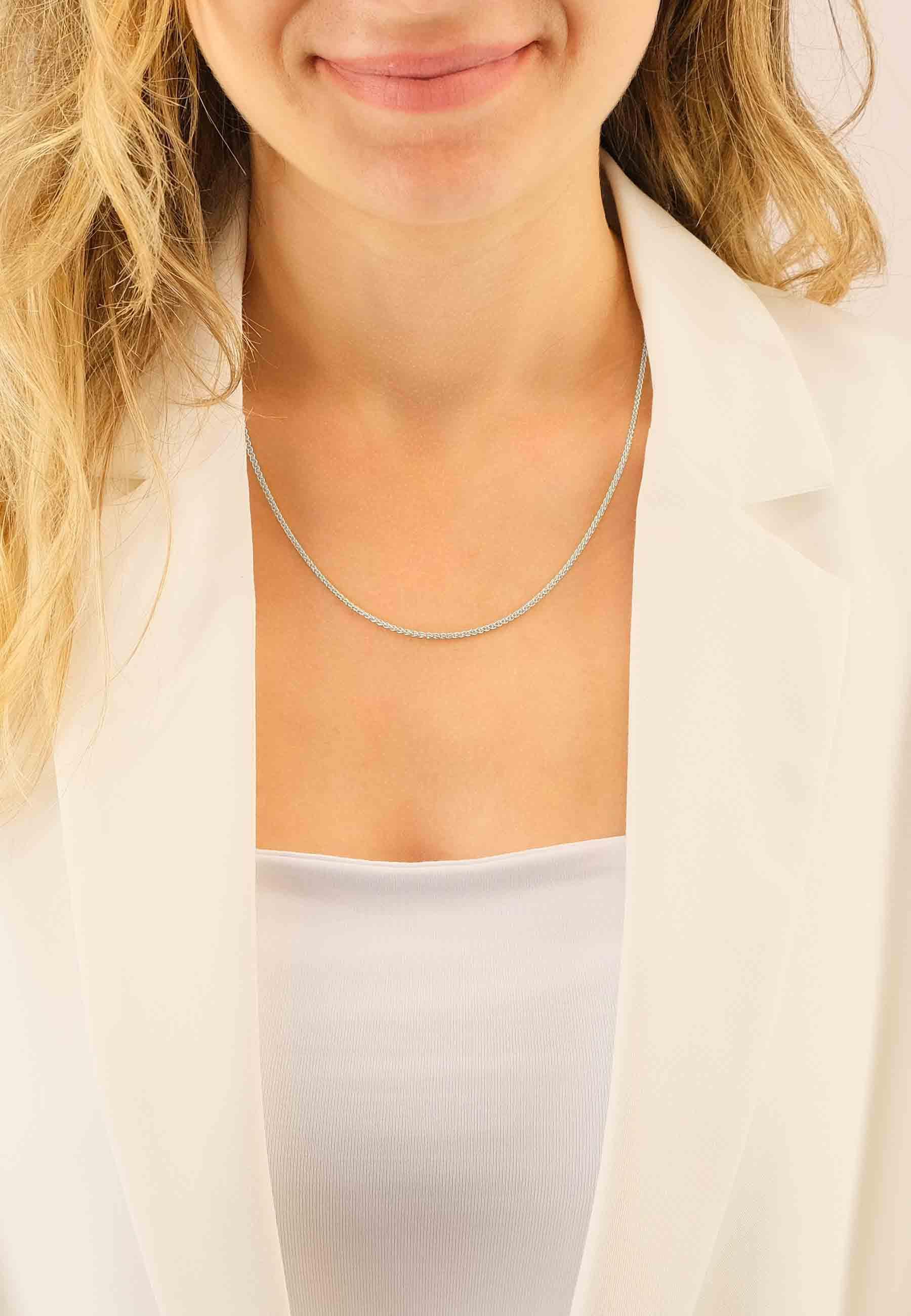 MUAU Schmuck Collier Zopf Weissgold 750, 1.65mm, 45cm