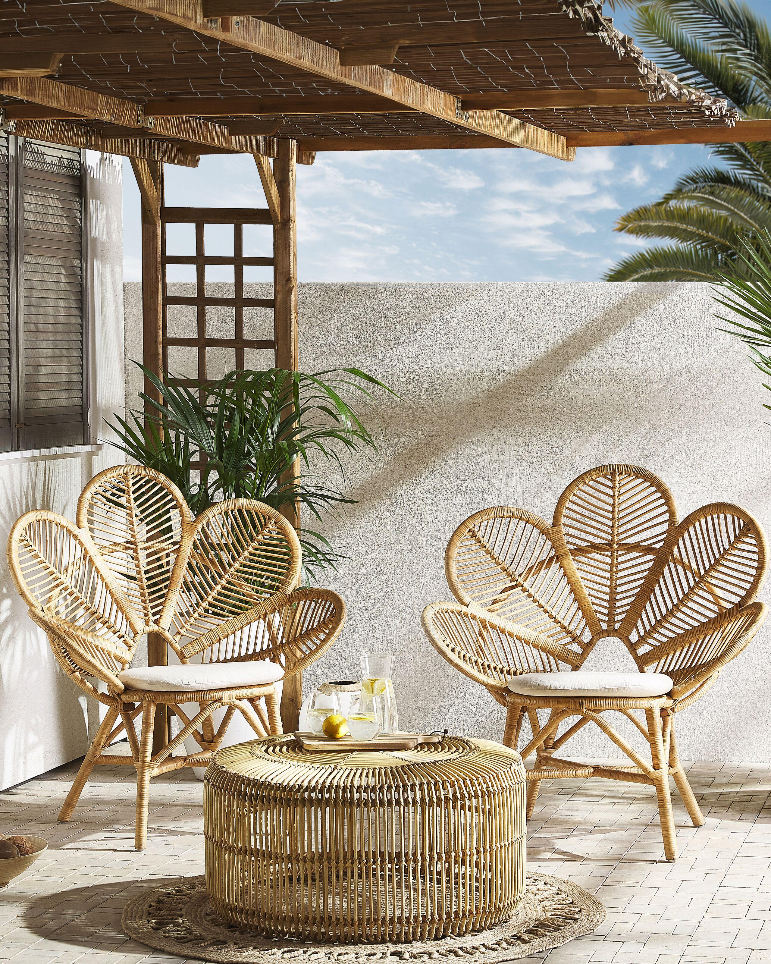Beliani Pfauenstühle 2er Set aus Rattan Boho FLORENTINE