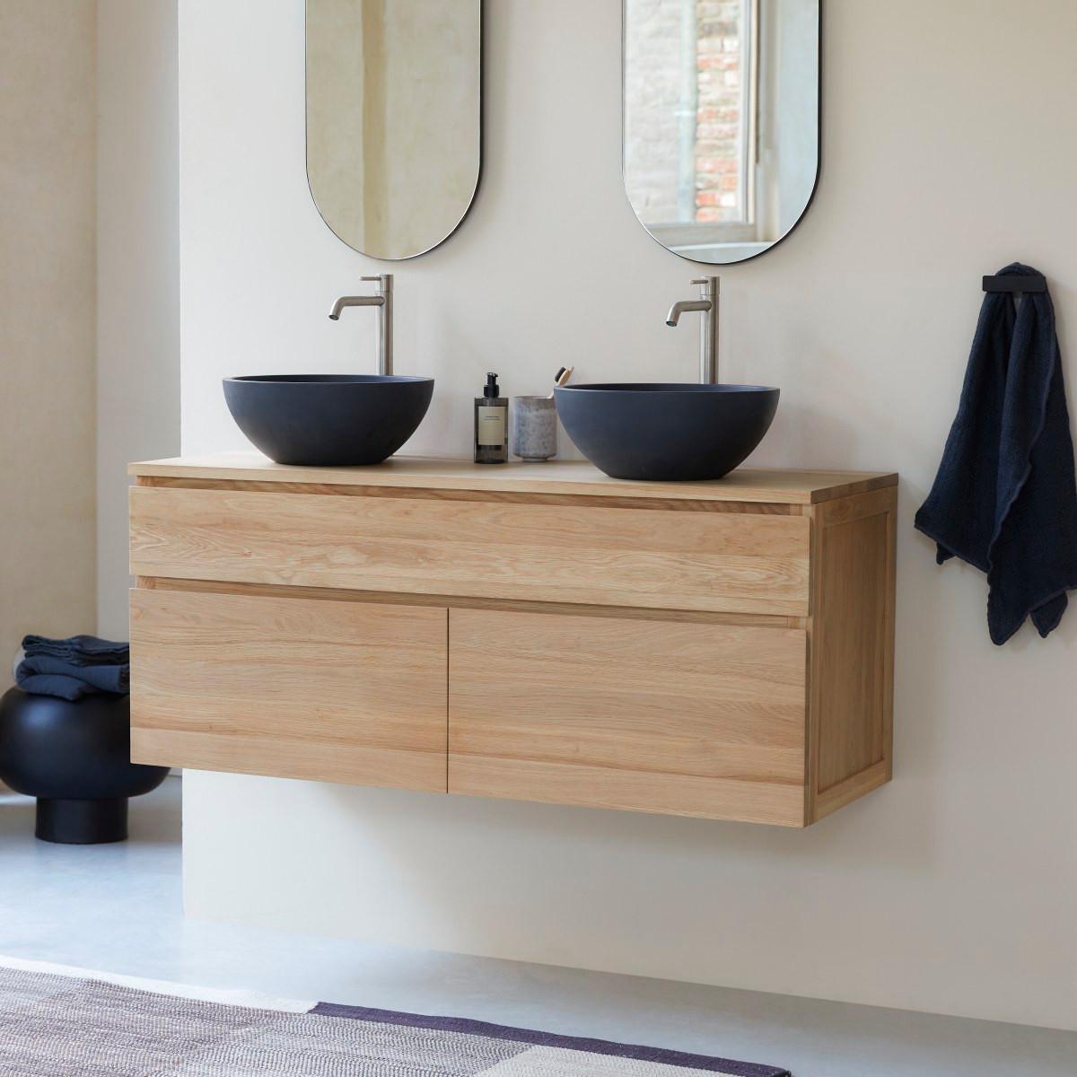 Tikamoon Waschtischunterschrank aus massiver Eiche 120 cm Jacob