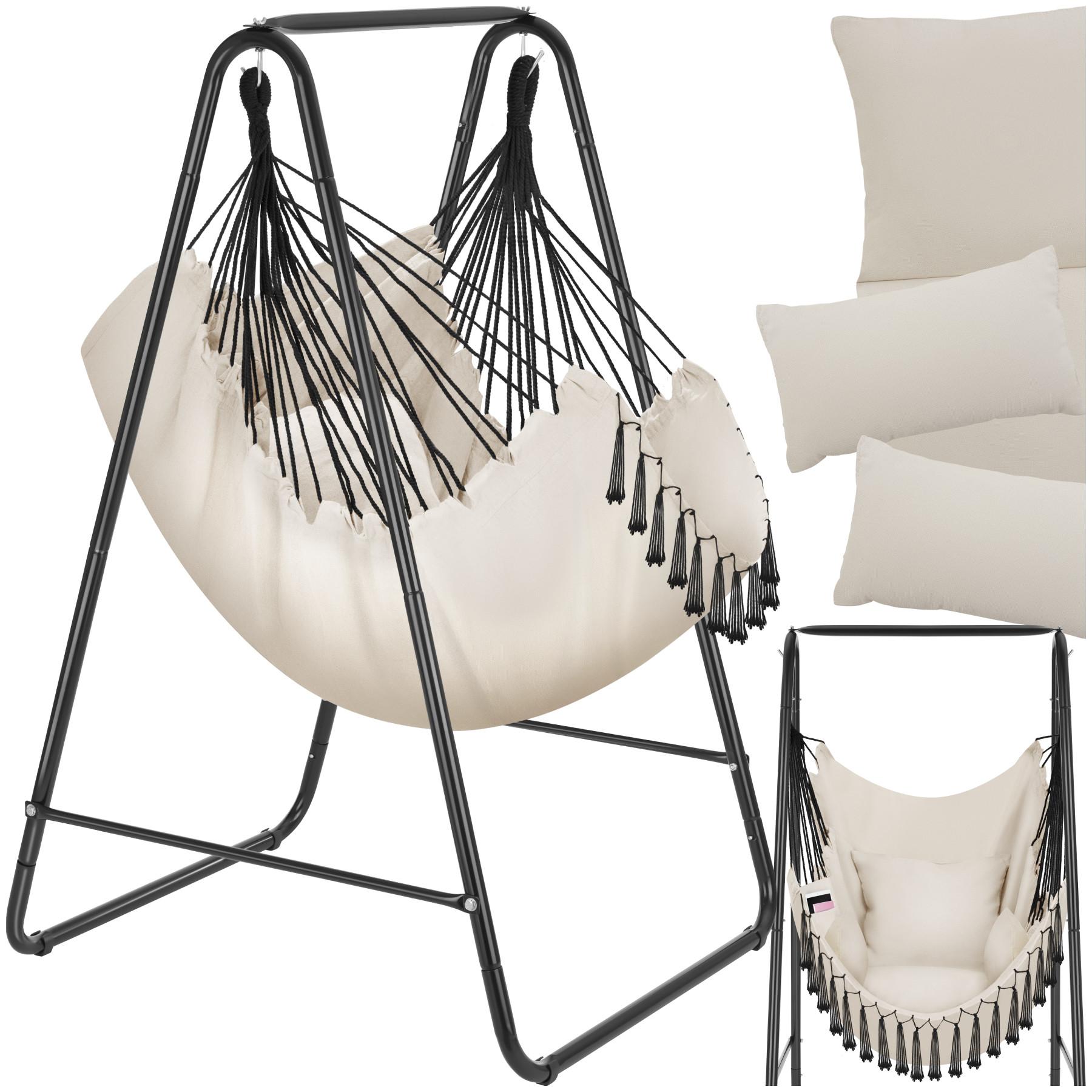 Tectake Hängesessel Alison, Boho-Style, Belastbarkeit 160kg