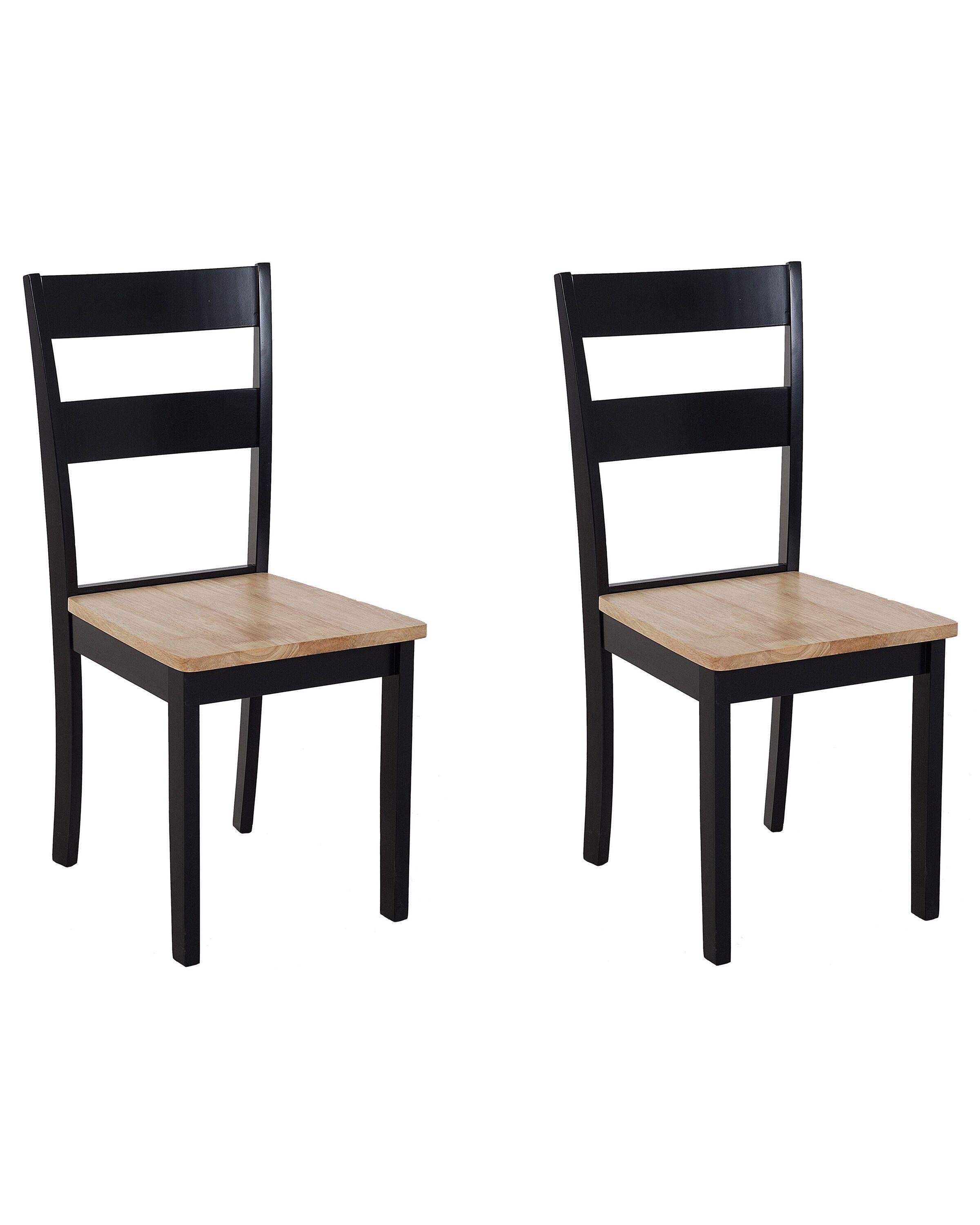 Beliani Esszimmerstuhl 2er Set aus Gummibaumholz Klassisch GEORGIA