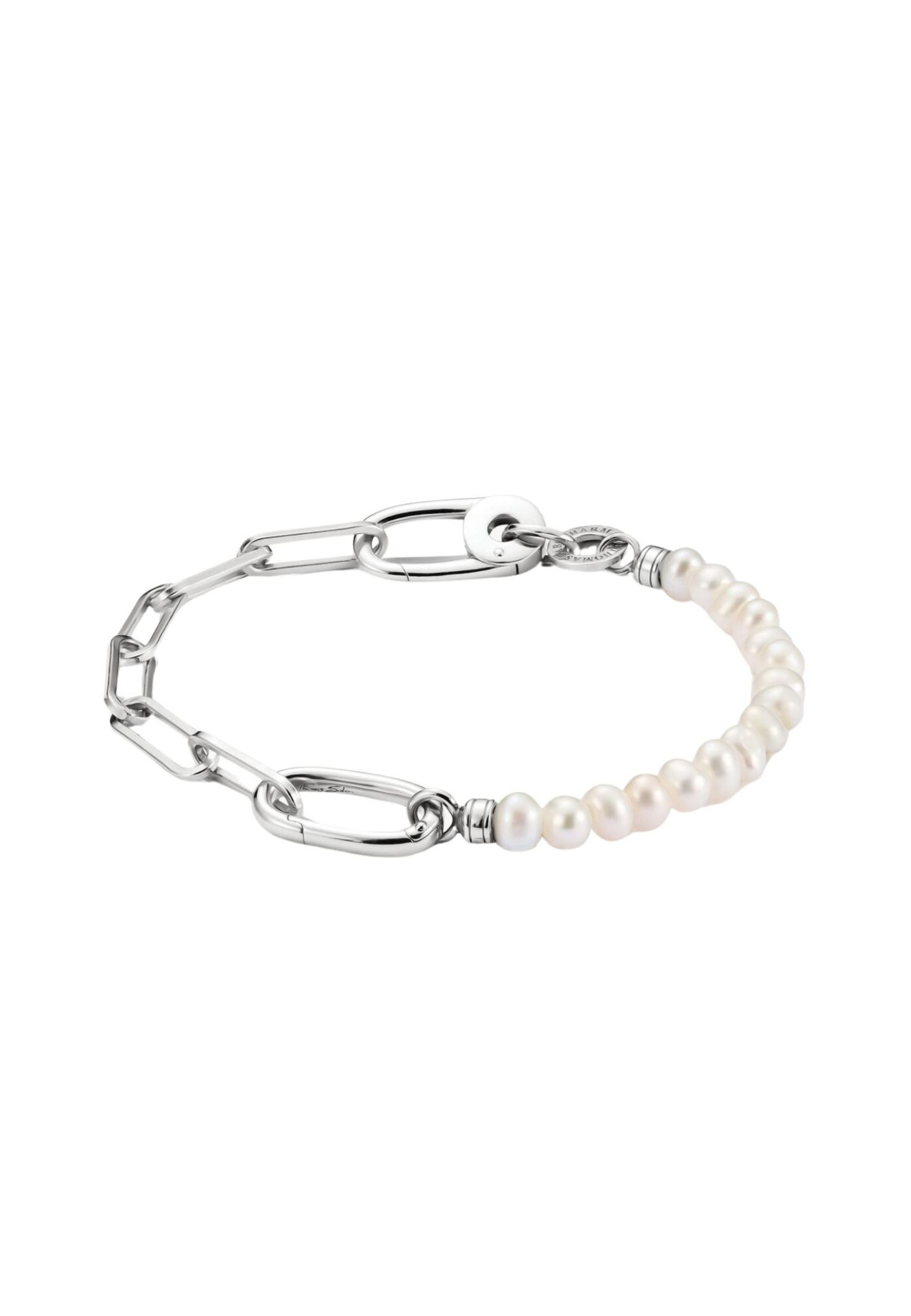 Thomas Sabo Charm-Armband mit Paperclip-Gliedern und Perlen sowie Connect-Glied aus