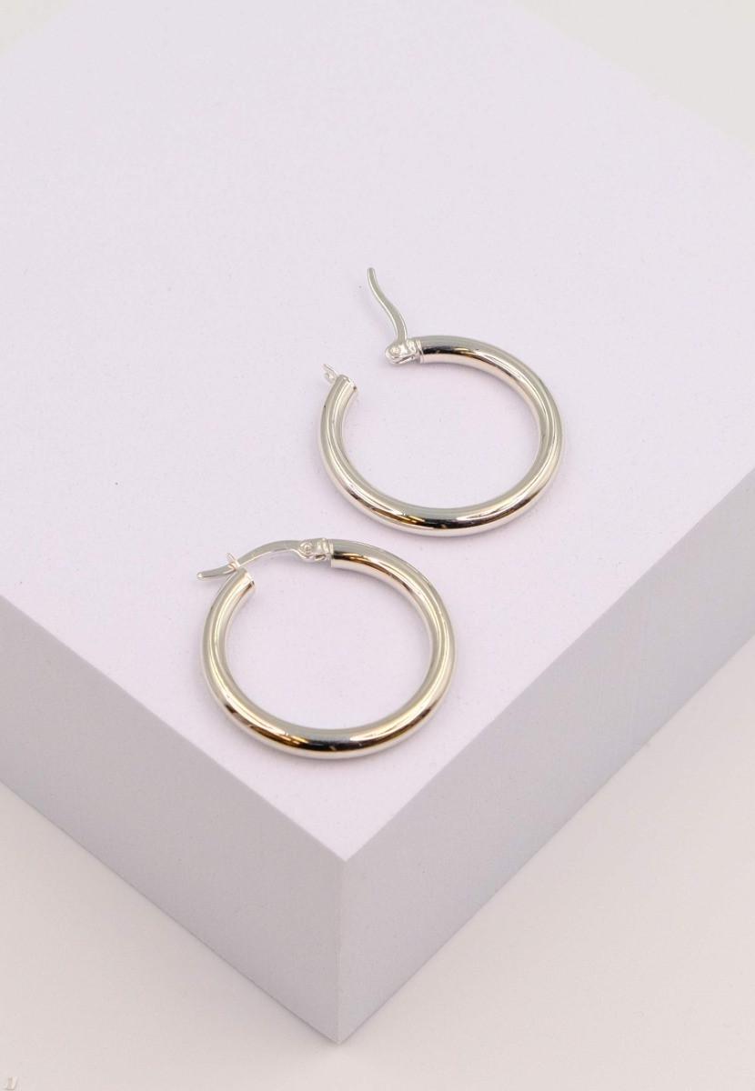 MUAU Schmuck Creolen Weissgold 750, 29mm
