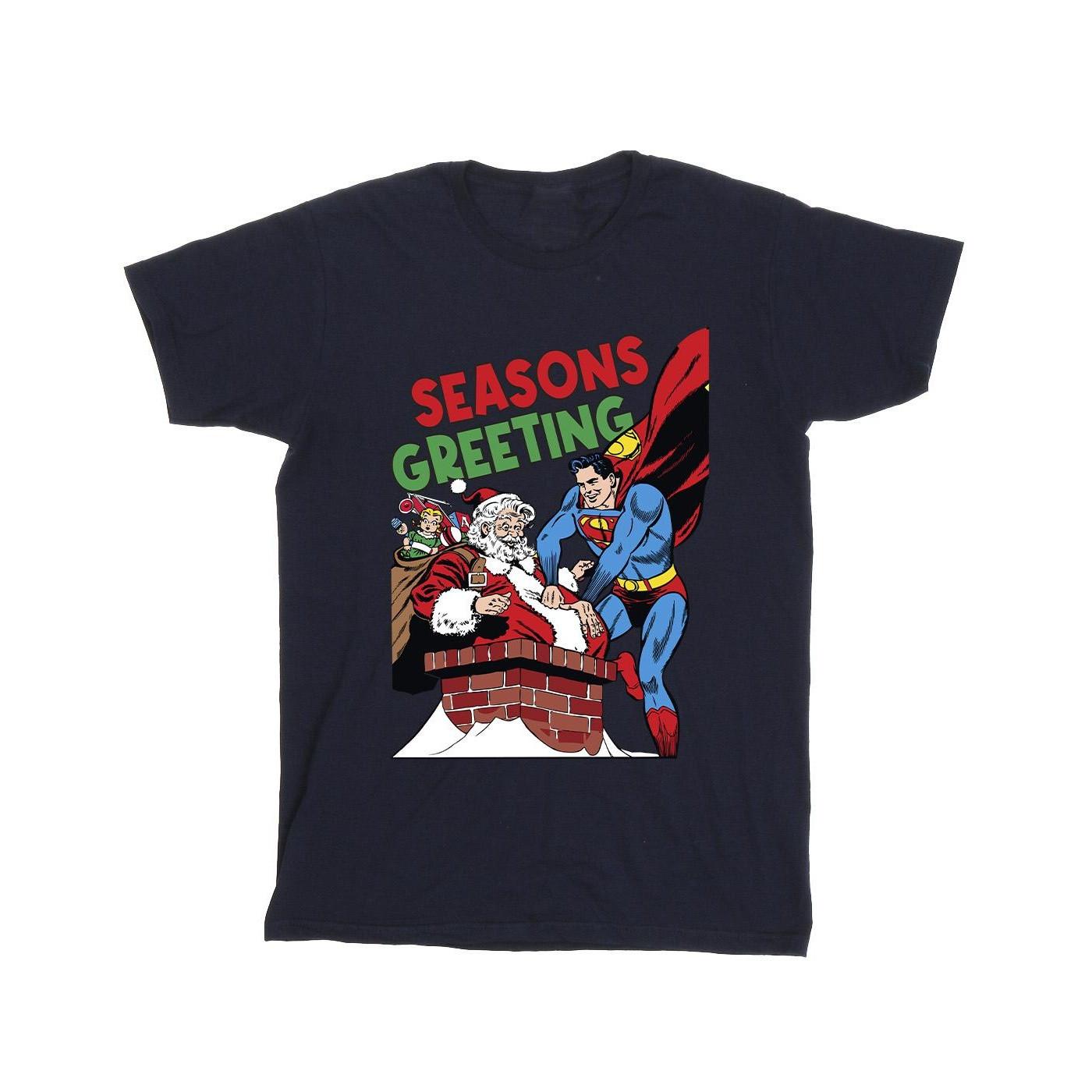 DC COMICS Superman Santa Seasons Greeting T-Shirt