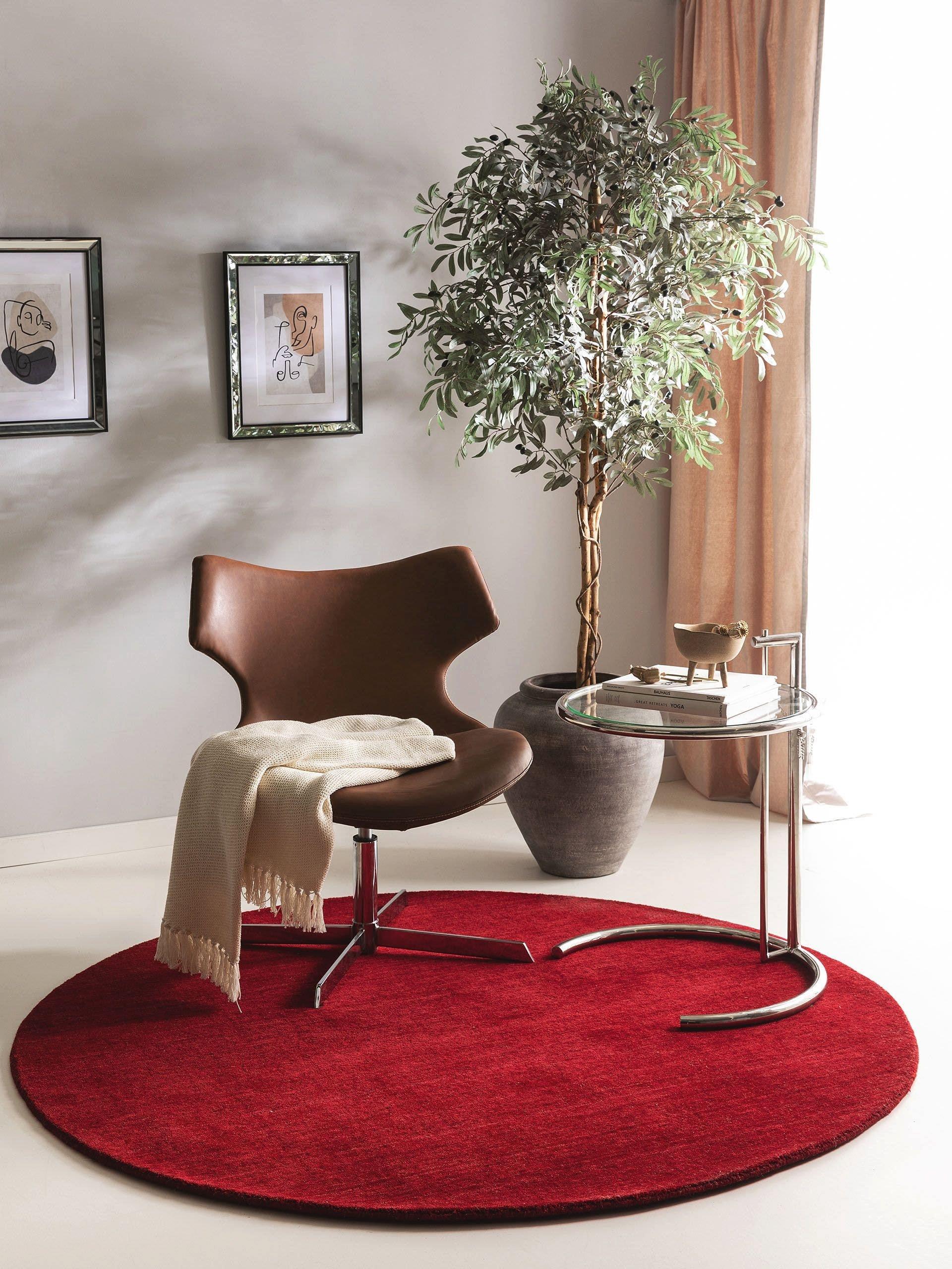 Benuta Wollteppich rund Jamal Rot