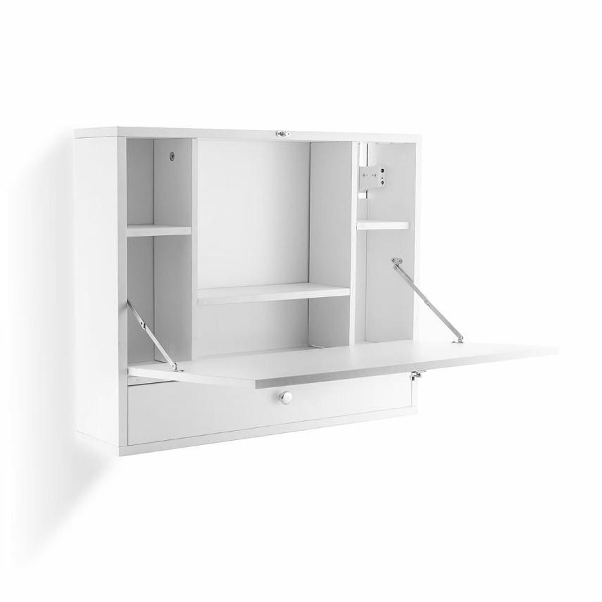 Northio Klappbarer Wandschreibtisch mit Regalen und Schublade