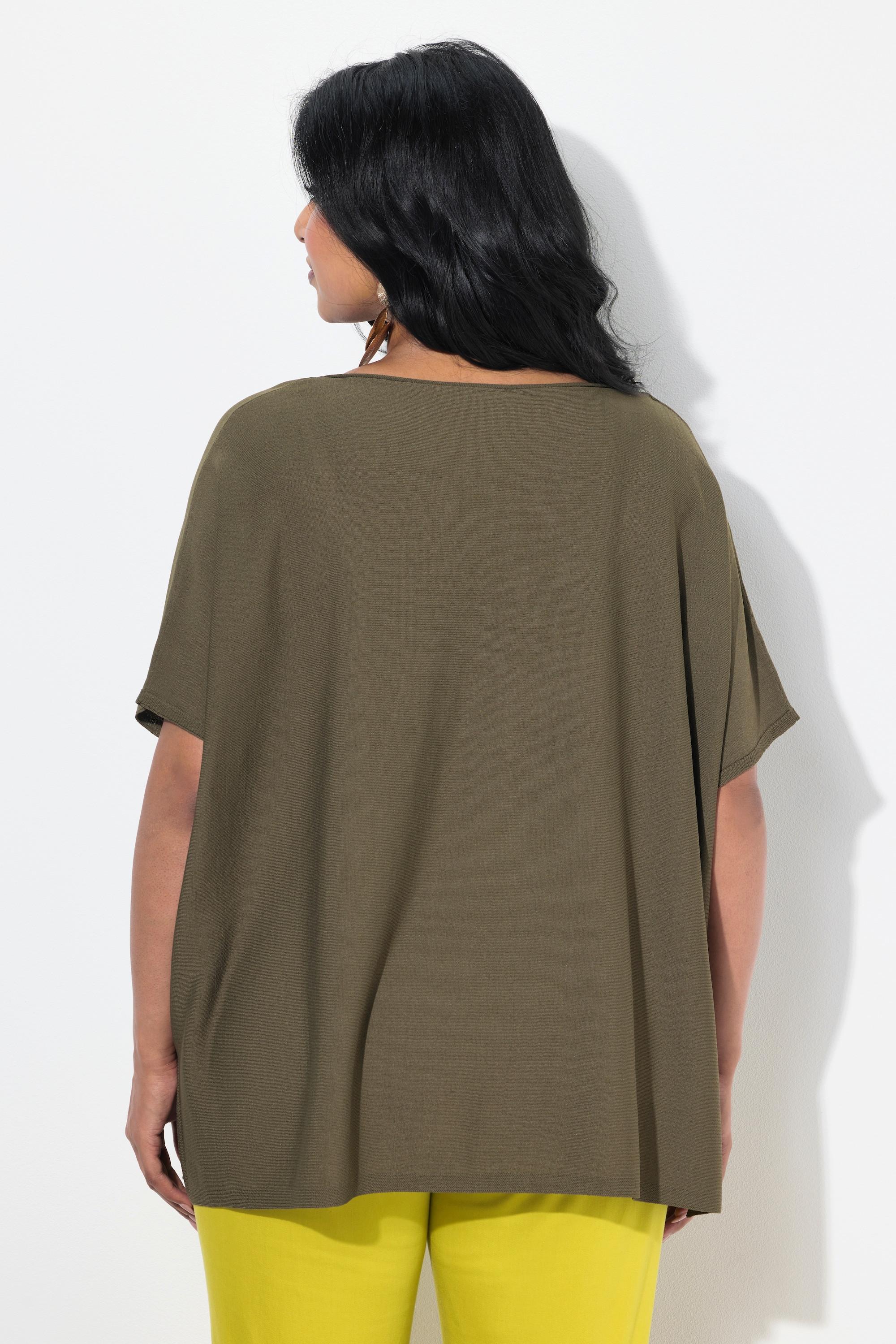 Ulla Popken Pullover, oversized, U-Boot-Ausschnitt, Fledermausarm