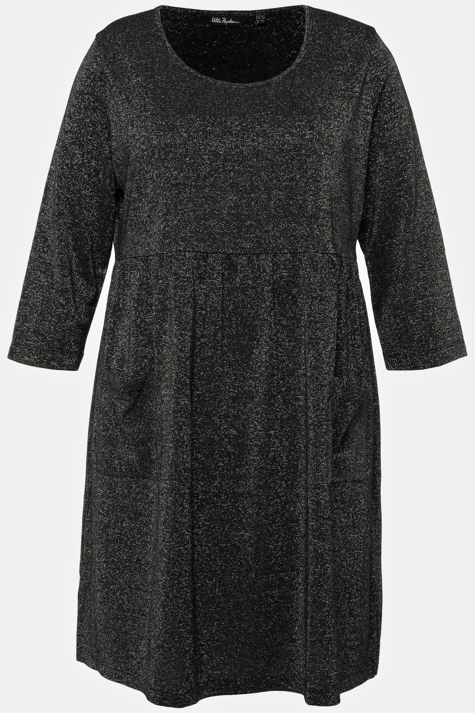 Ulla Popken Longshirt Metallic Effekt A-Linie Rundhals 3/4 Arm