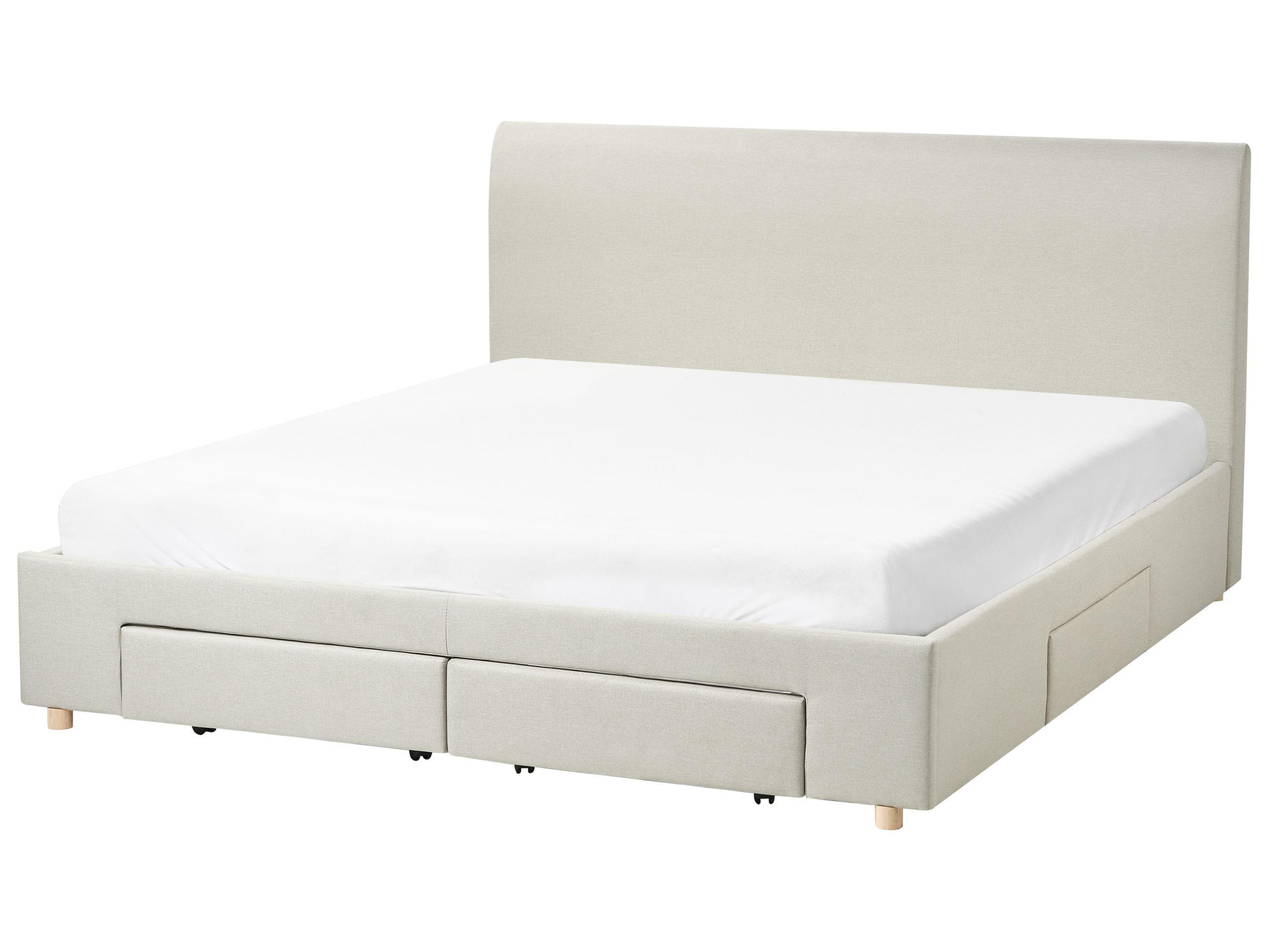 Beliani Bett mit Schubladen aus Polyester Skandinavisch SOUTRIN