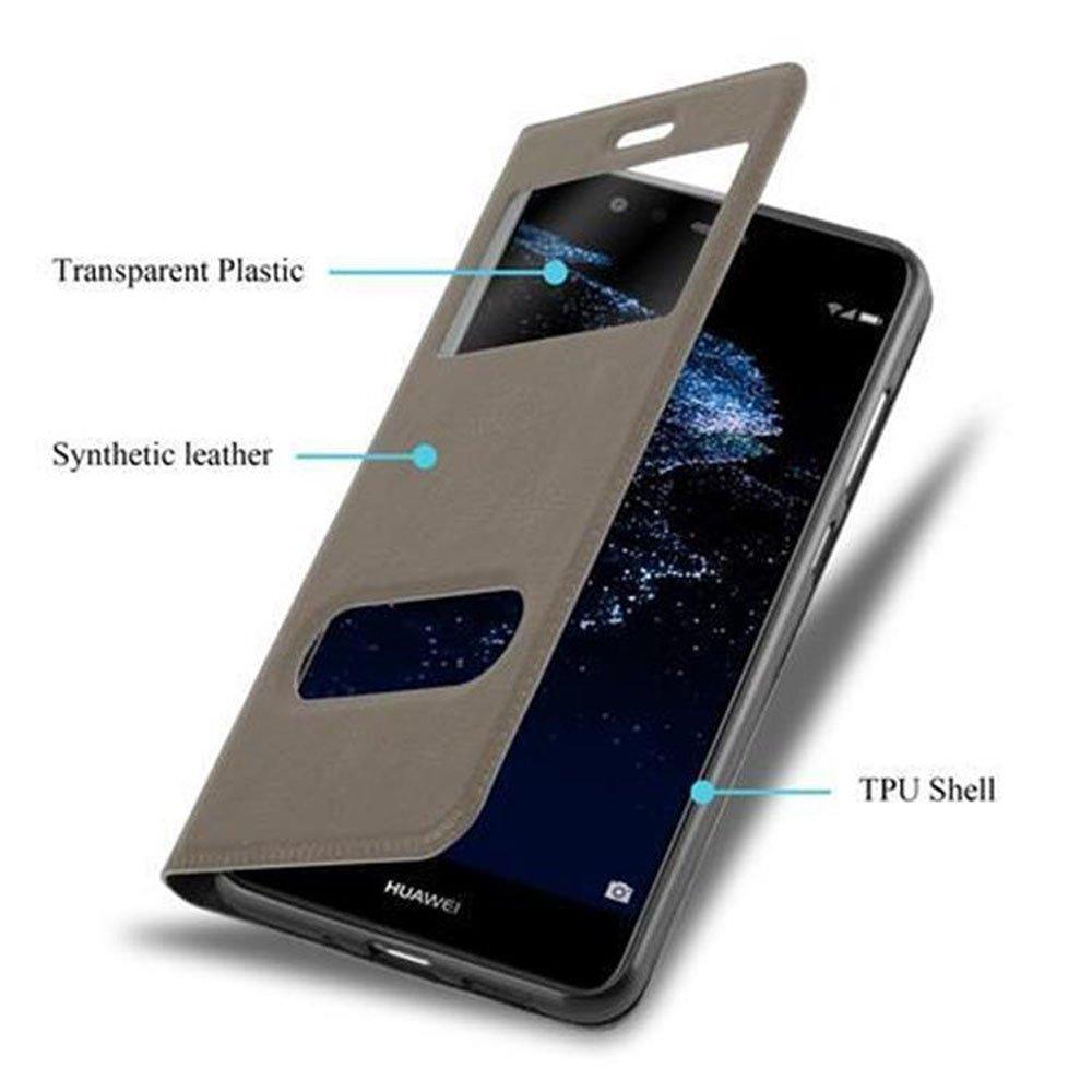 Cadorabo Hülle für Huawei P10 LITE Magnetverschluss, 2 Sichtfenstern