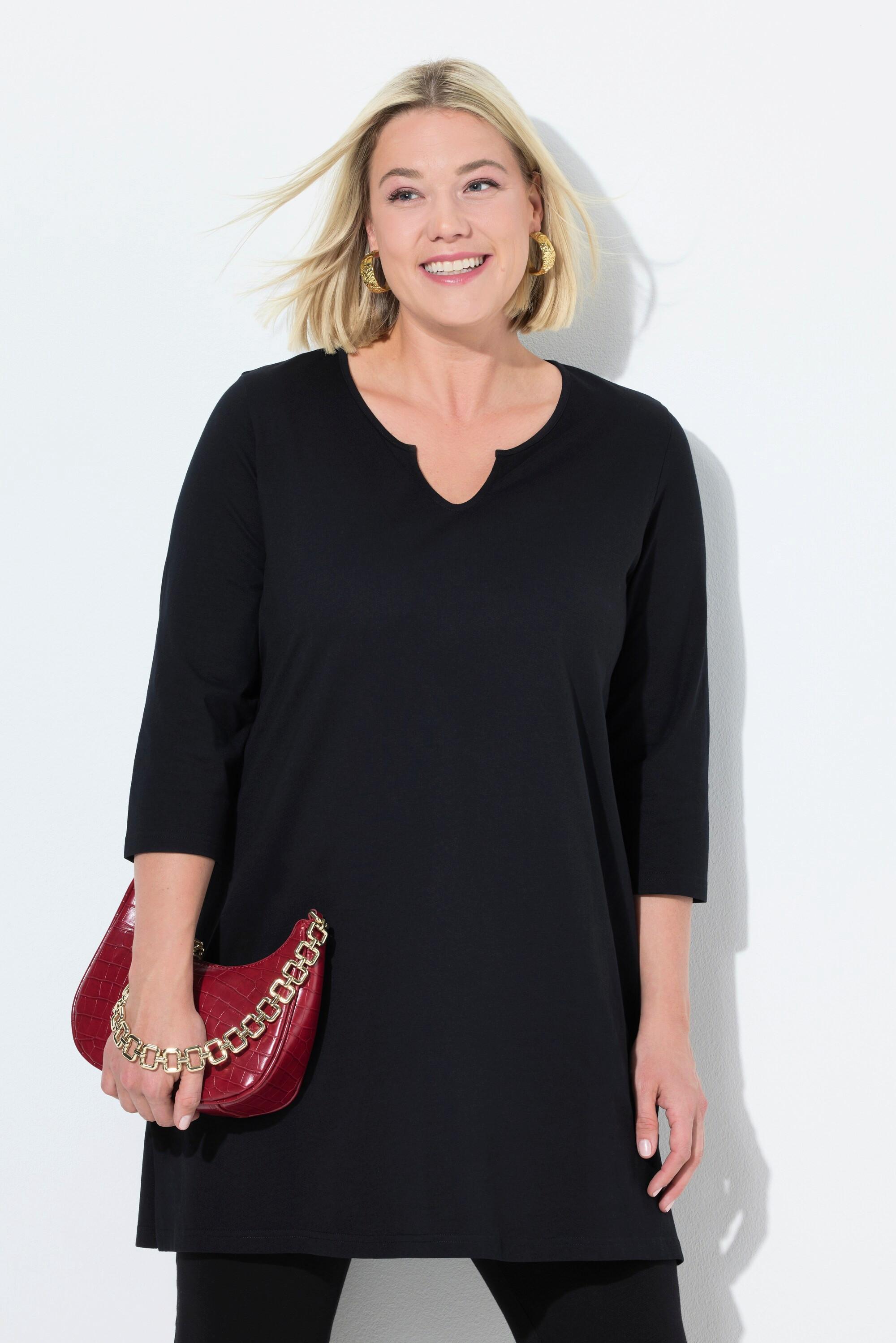 Ulla Popken A-Linie Tunika Longshirt mit 3/4-Arm
