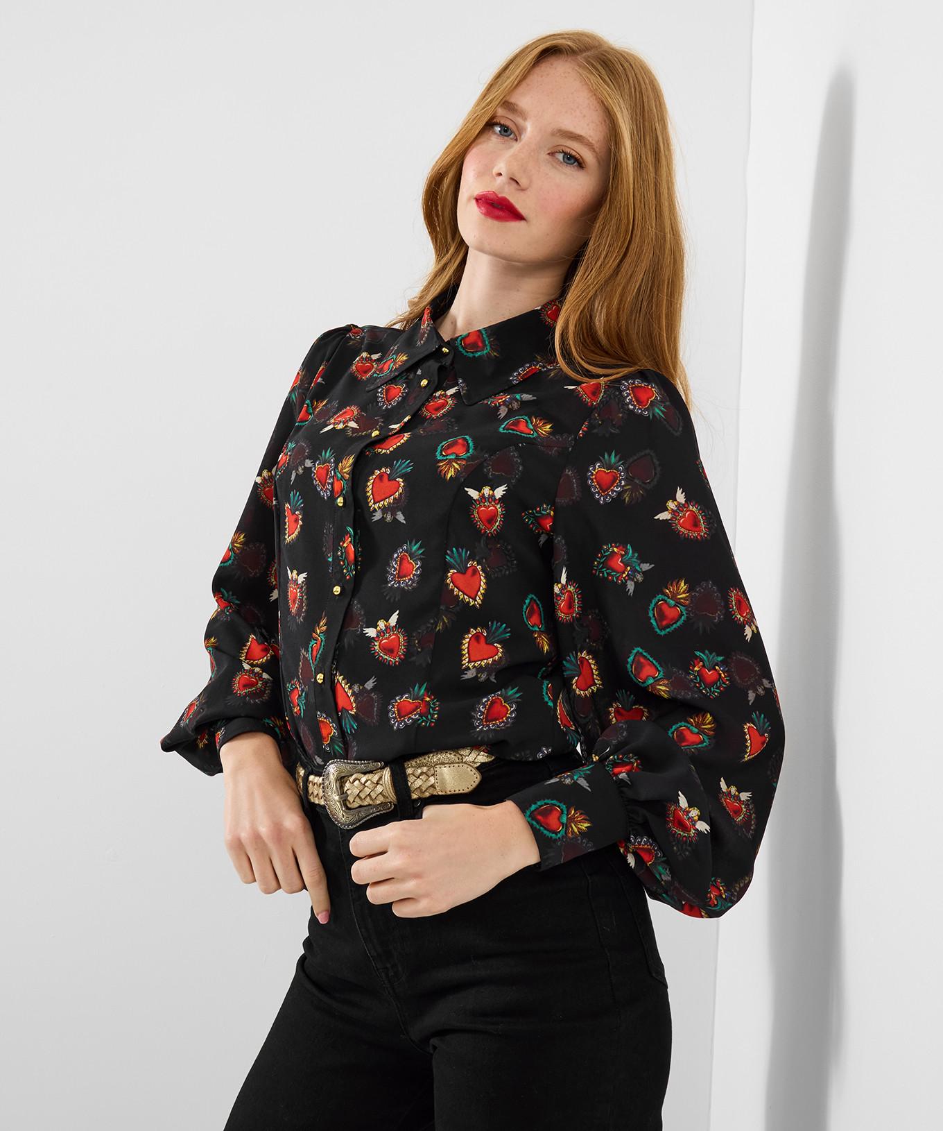 Joe Browns Georgette-Bluse mit Herzmotiv