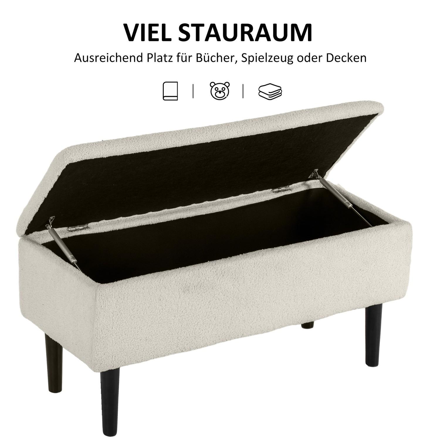 Northio Sitzbank mit Stauraum, Bettbank, Polsterbank mit Klappdeckel, Samtoptik, Truhenbank für Wohnzimmer, Schlafzimmer, 95 x 38 x 45 cm