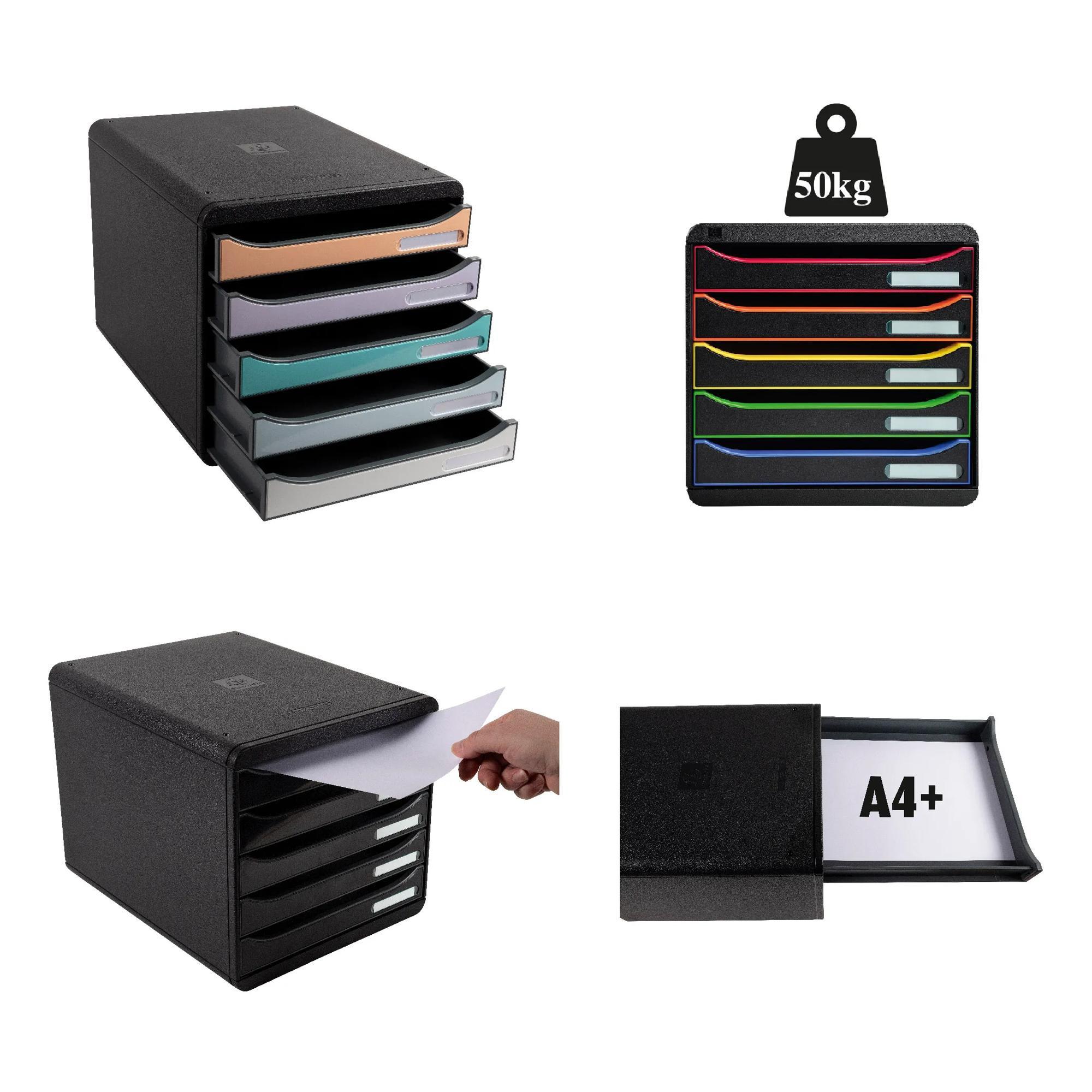 Exacompta Schubladenbox Big Box Plus, 5 offene Schubladen, Glossy