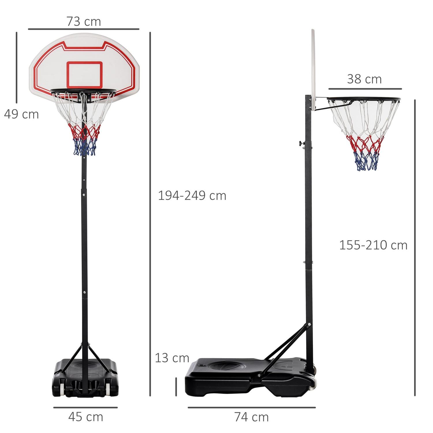 Northio Basketballanlage Kinder Rollbar Höhenverstellbar 194-249Cm Wasserbefüllbar Pe Stahl Schwarz