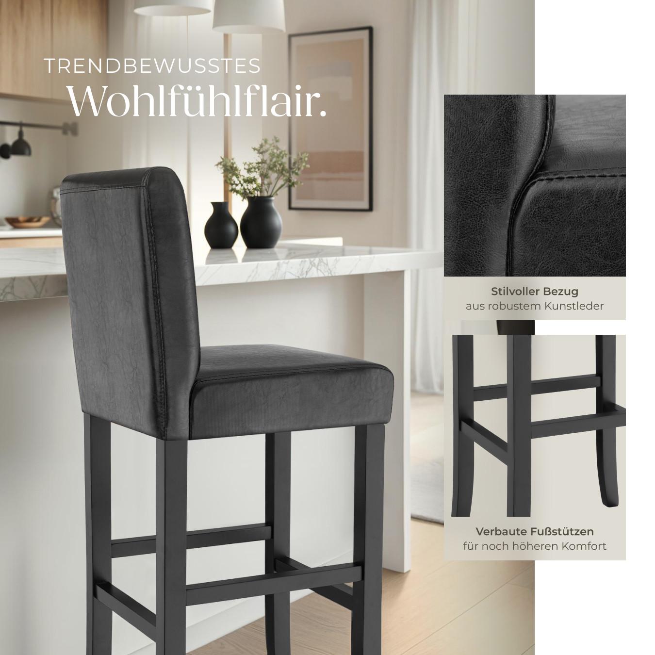 Tectake Barhocker aus Kunstleder 6er Set