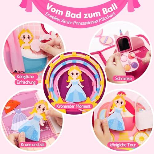 Activity-board Beschäftigungstafel mit Prinzessinnenthema, 20 in 1 Quiet Book aus weichem Stoff für frühkindliche Kreativität