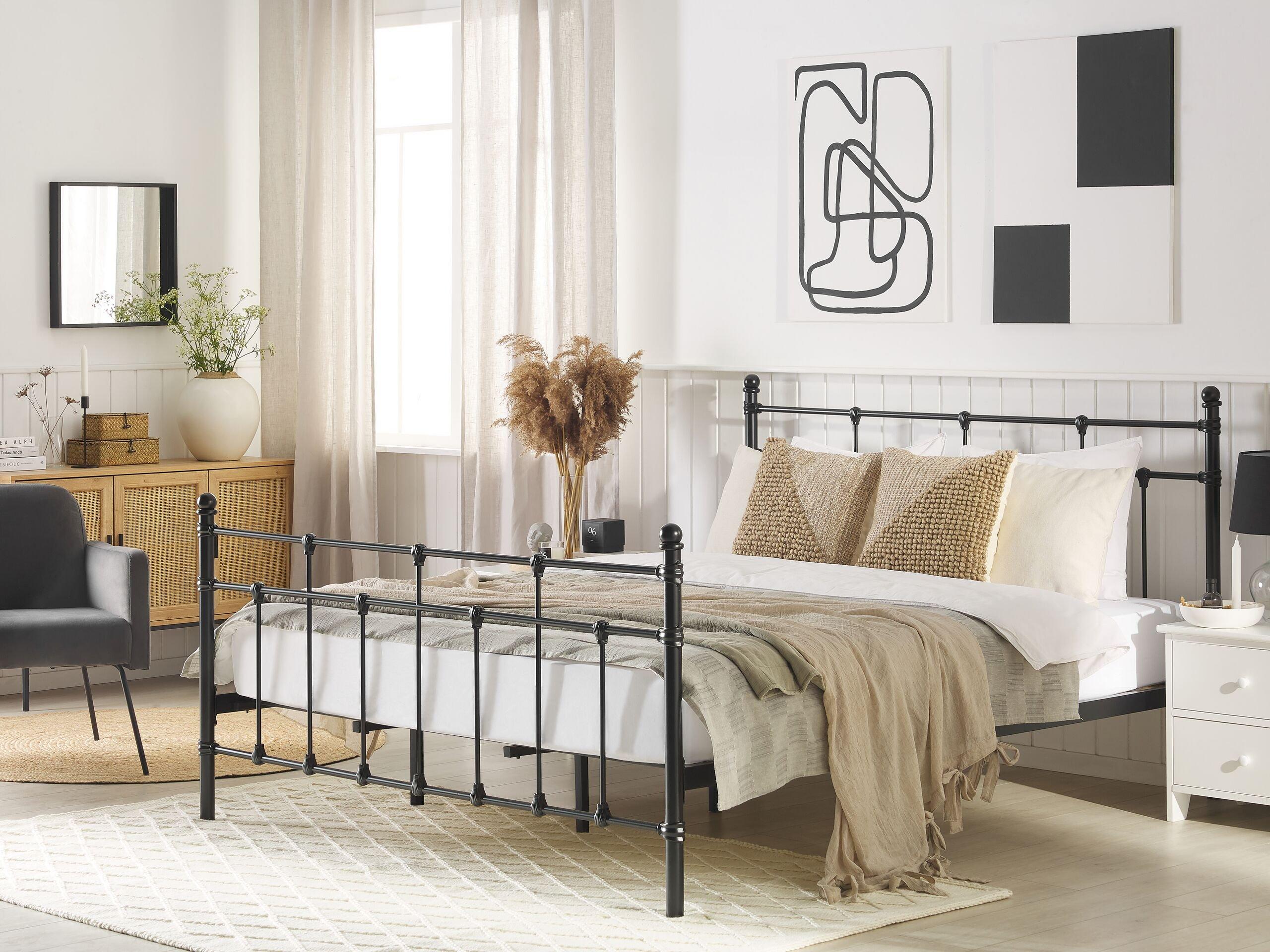 Beliani Bett mit Lattenrost aus Stahl Modern LYNX