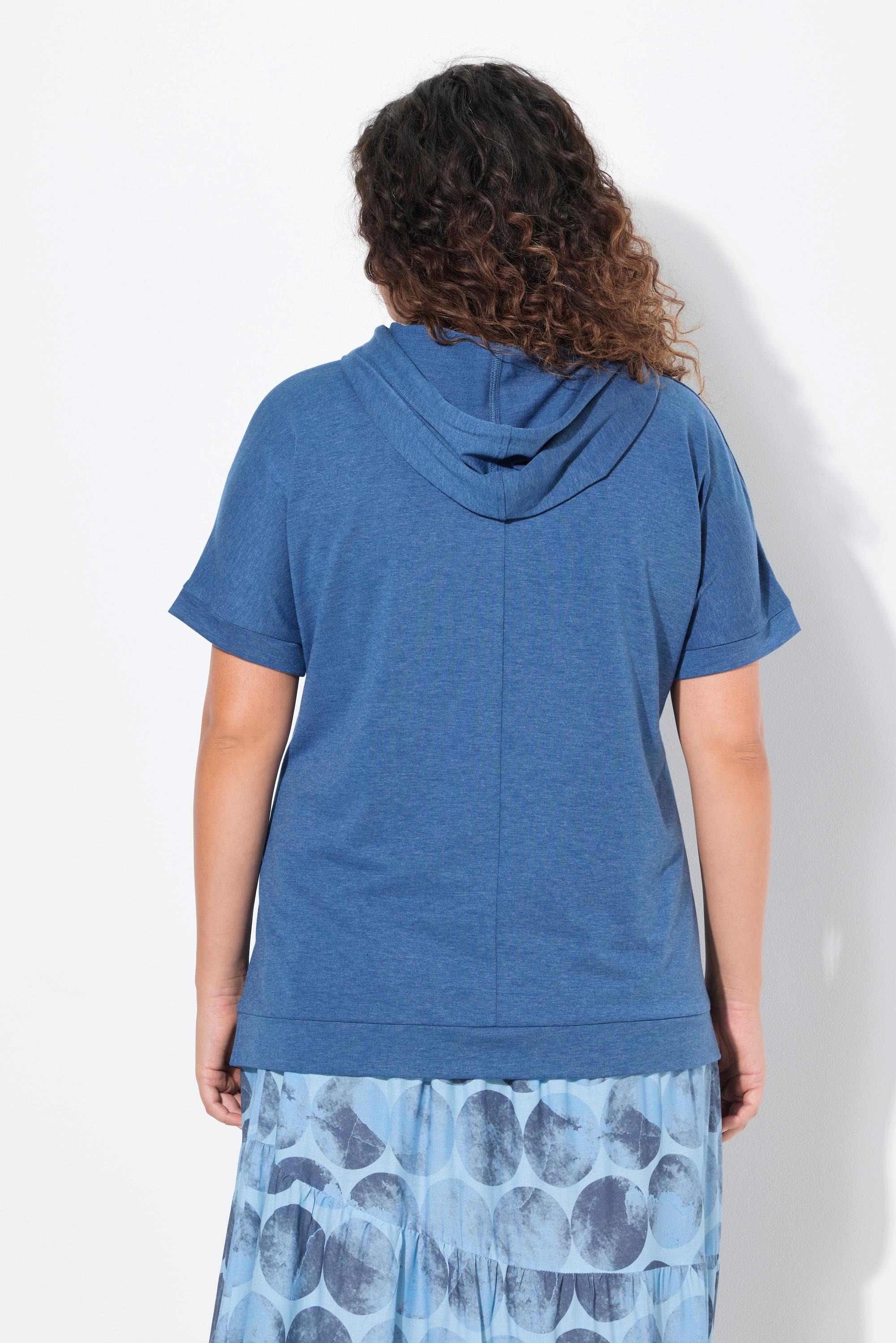 Ulla Popken Hoodie, Sommermotiv, Oversized, Kapuze, Halbarm