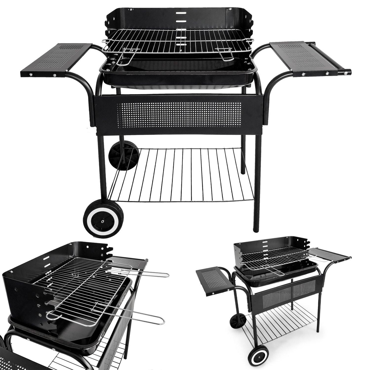B2X Gartengrill, Metallregale, verstellbarer Rost, Räder