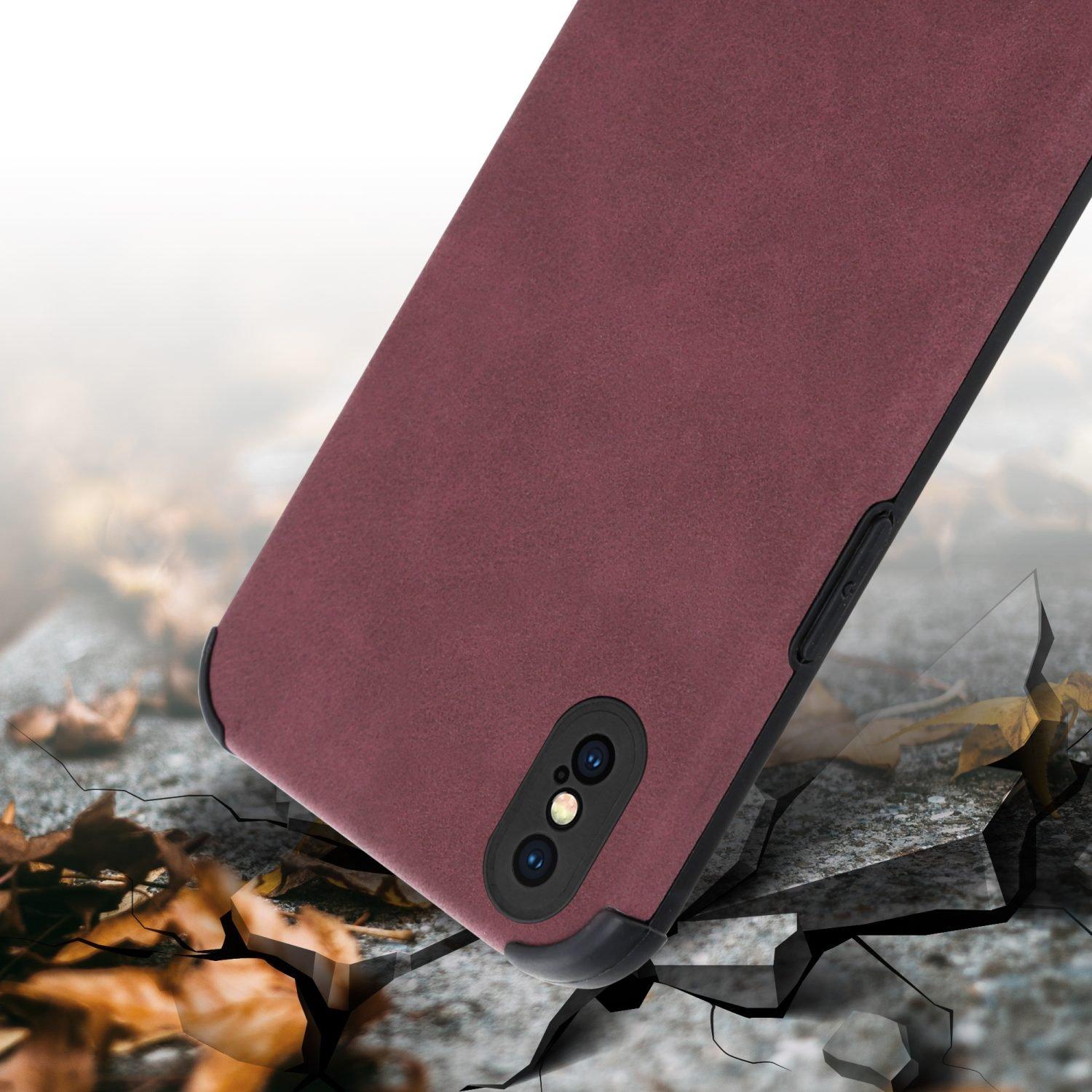 Cadorabo Hülle für Apple iPhone X XS mit Kunst-Wildleder Rückseite