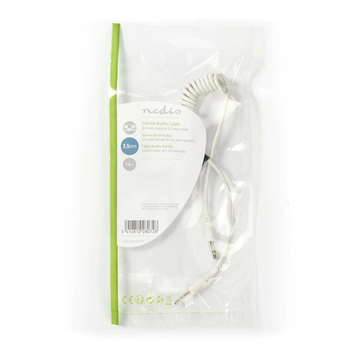 Nedis Stereo-Audiokabel | 3,5 mm Hane | 3,5 mm Hane | Nickelplatte | 1,00 m | Rund | Vit