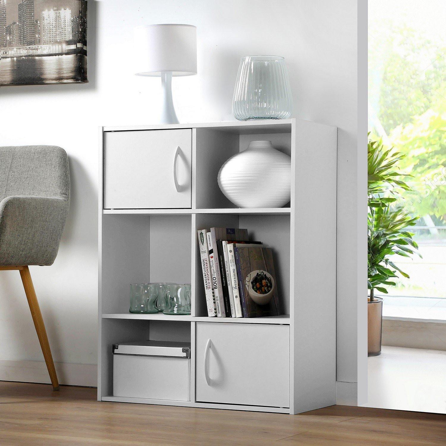 Calicosy Aufbewahrungsregal 6 Fächer mit 2 Türen - L61,5 cm