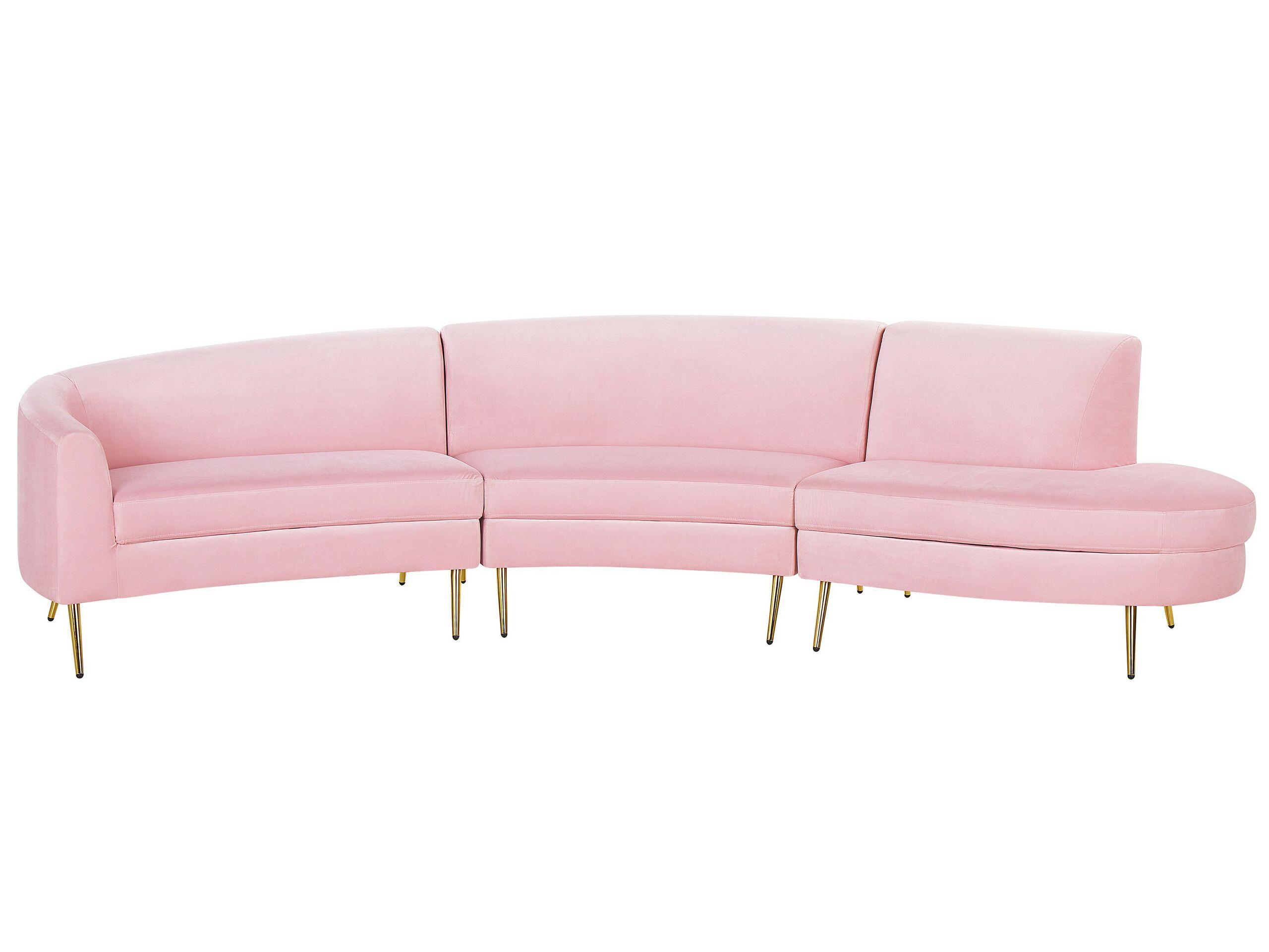 Beliani Halbrundes Sofa aus Samtstoff Modern MOSS