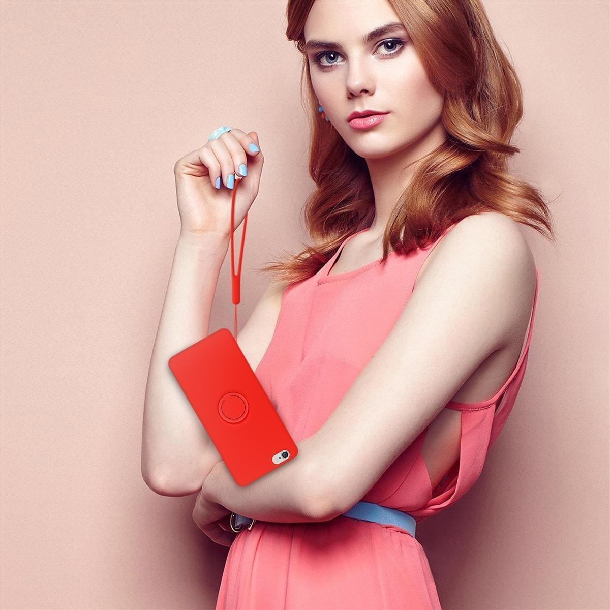 Cadorabo Hülle für Apple iPhone 6 PLUS 6S PLUS TPU Silikon mit Ring Liquid