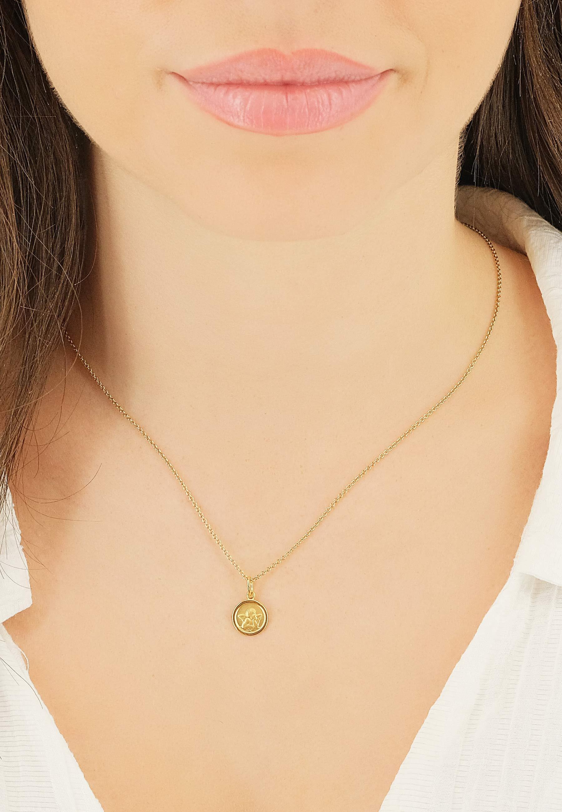 MUAU Schmuck Anhänger Schutzengel Gelbgold 750, 16x10mm