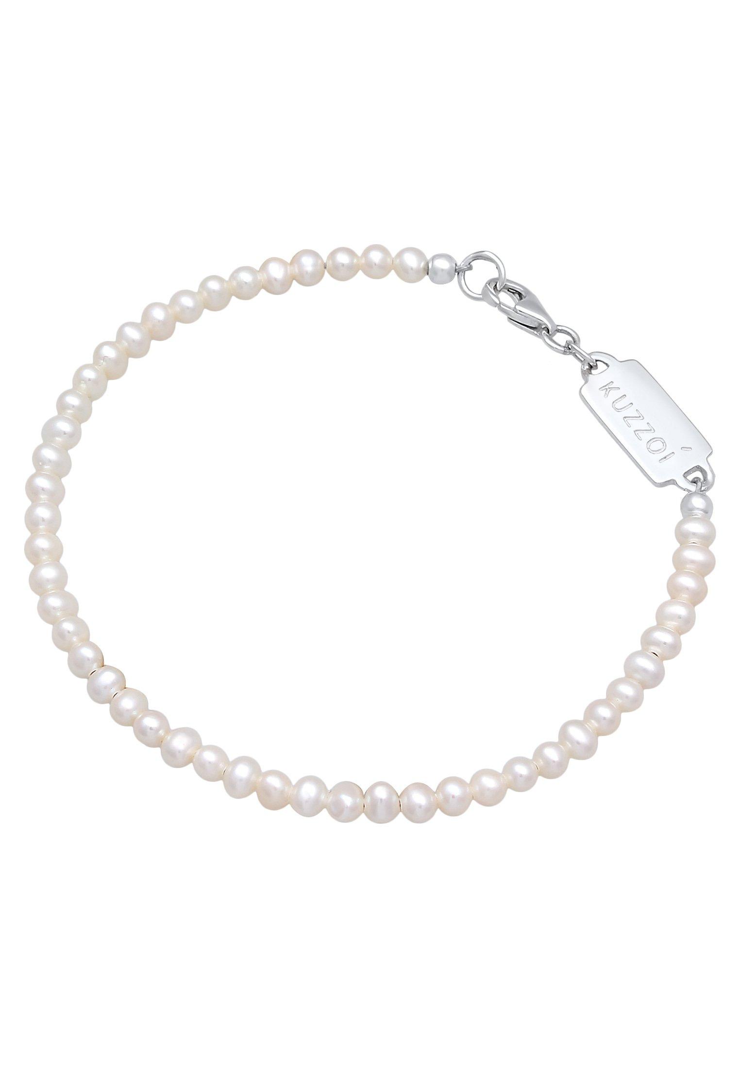 Kuzzoi Armband Süßwasserperlen Klassisch Schlicht 925 Silber