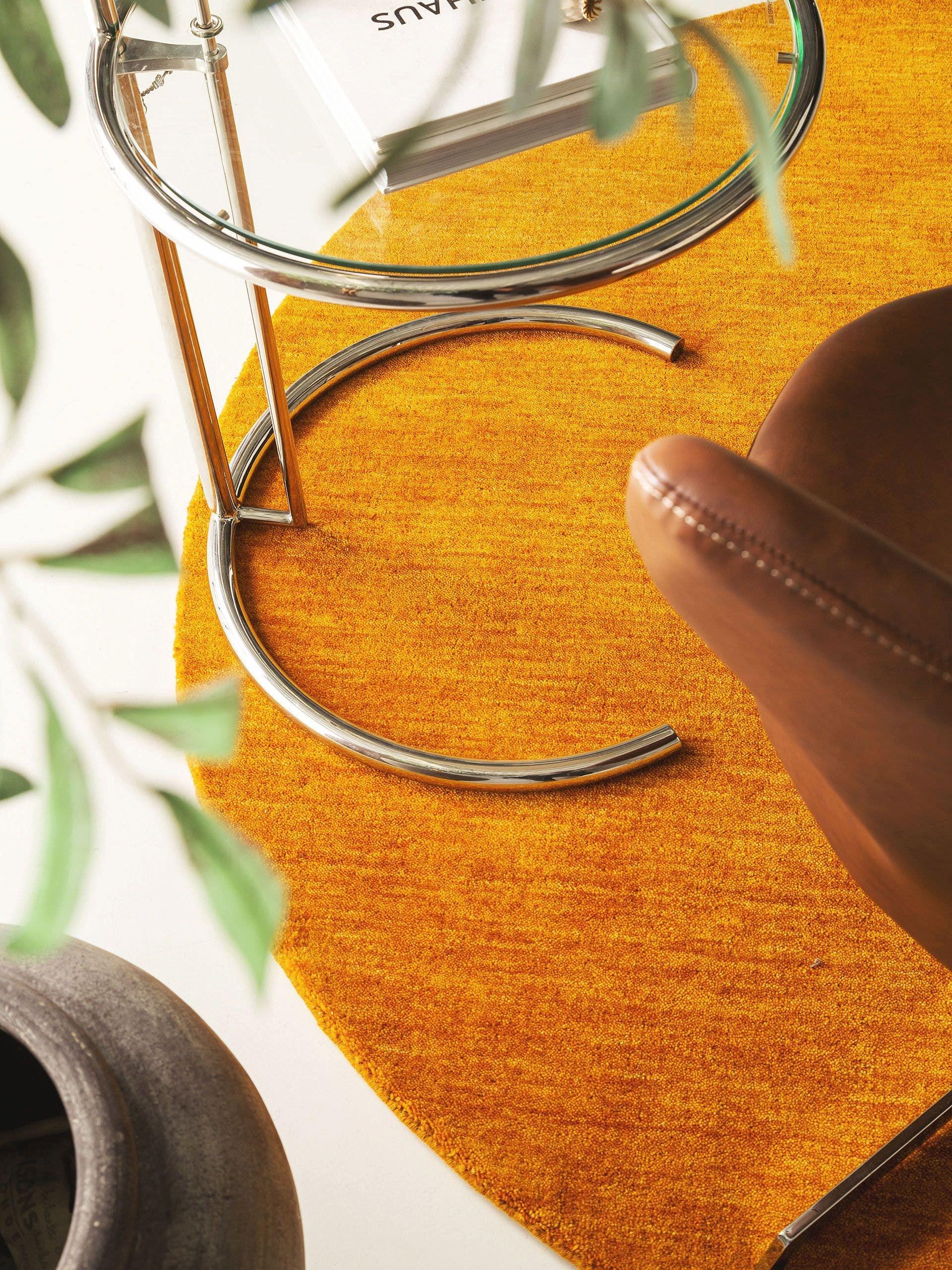 Benuta Wollteppich rund Jamal Gelb