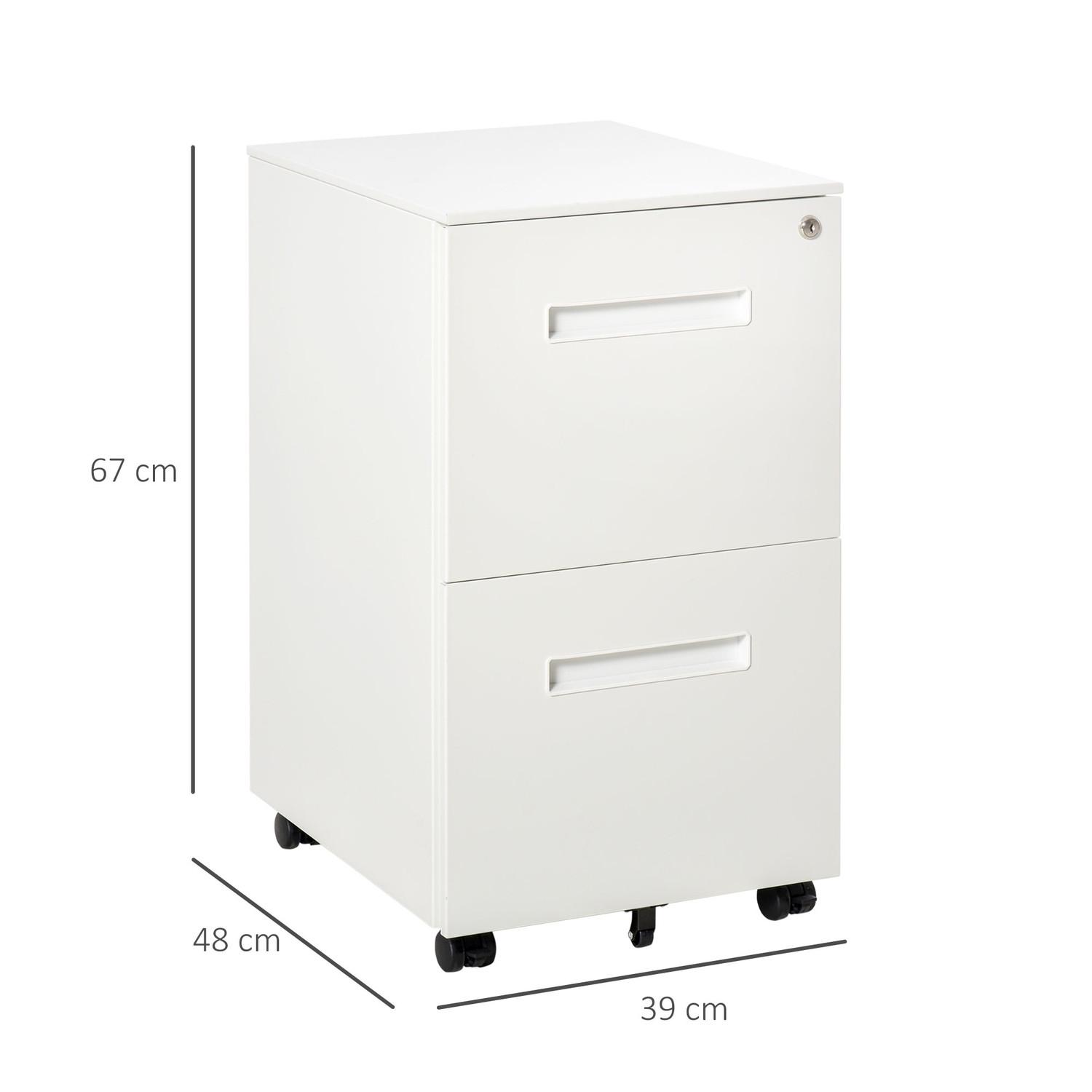 Northio Rollcontainer Aktenschrank Mit 2 Schubladen, Abschließbar, Rollen, A4, Stahl