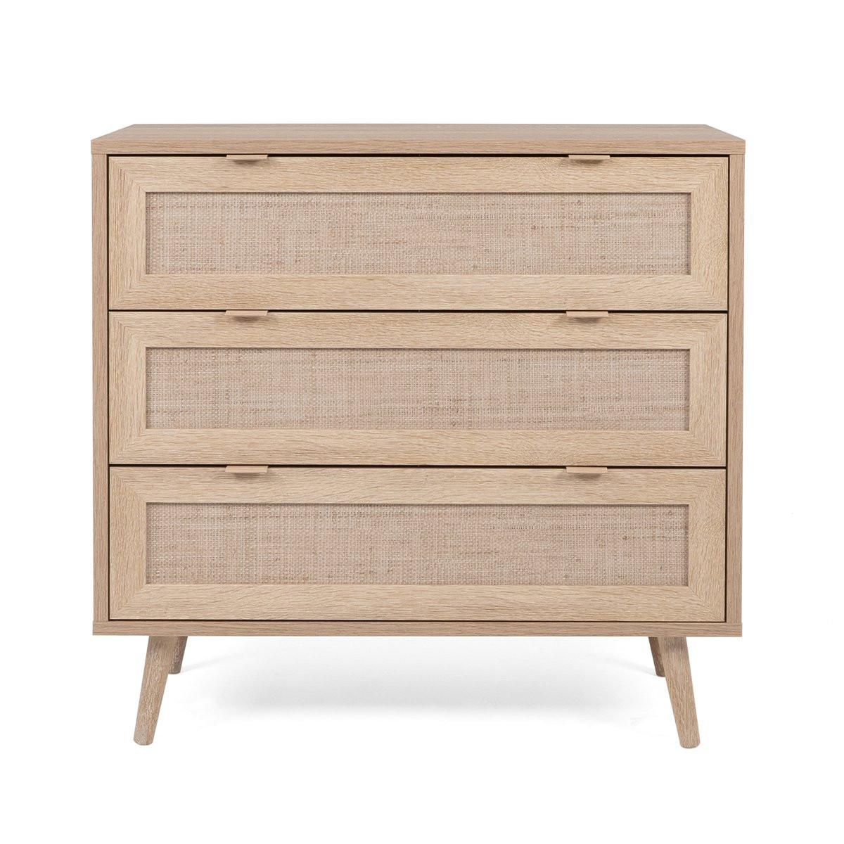 Calicosy Kommode mit 3 Schubladen L80 cm - Rattan-Druck - Bali