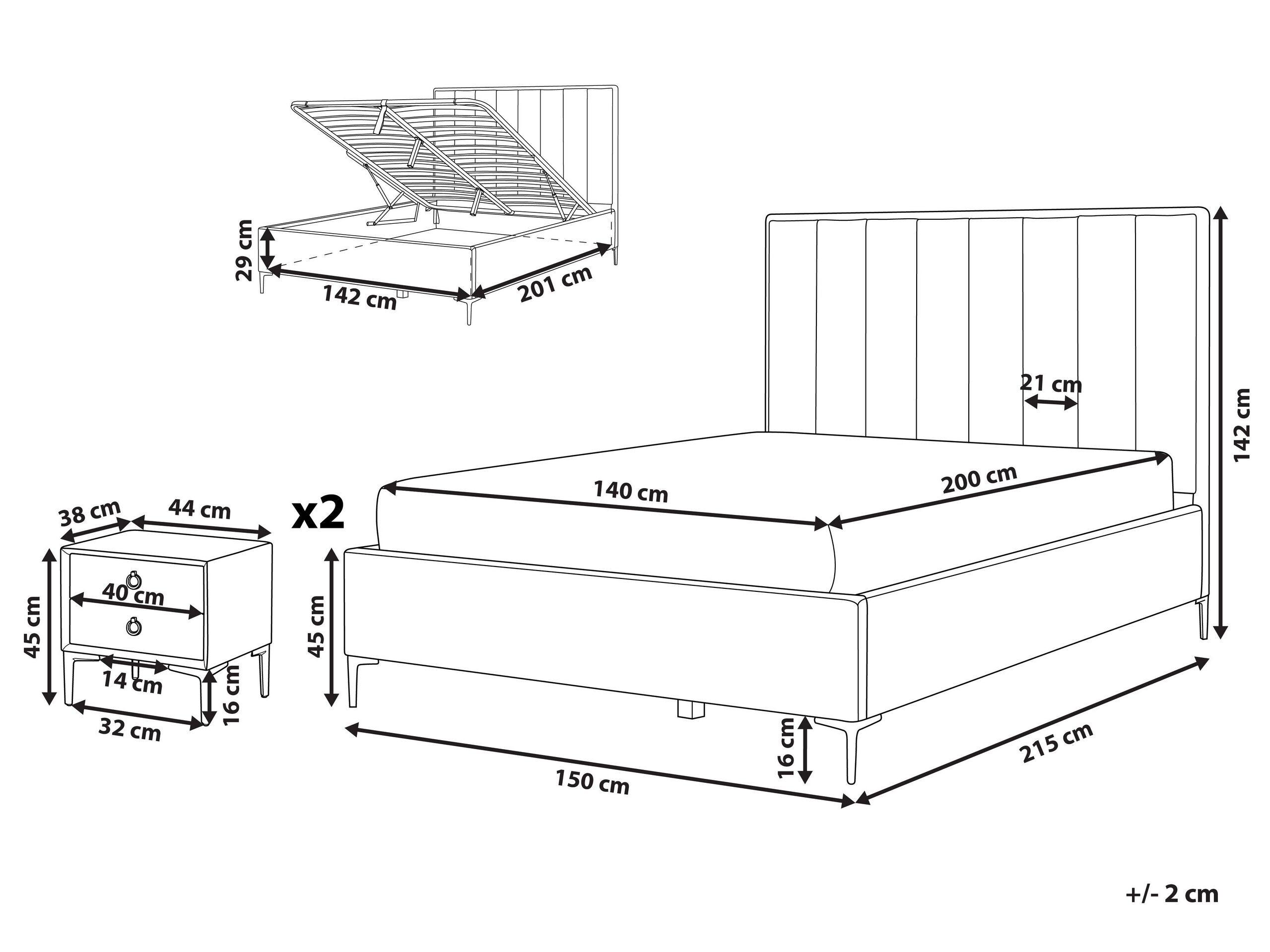 Beliani Schlafzimmer Set aus Samtstoff SEZANNE