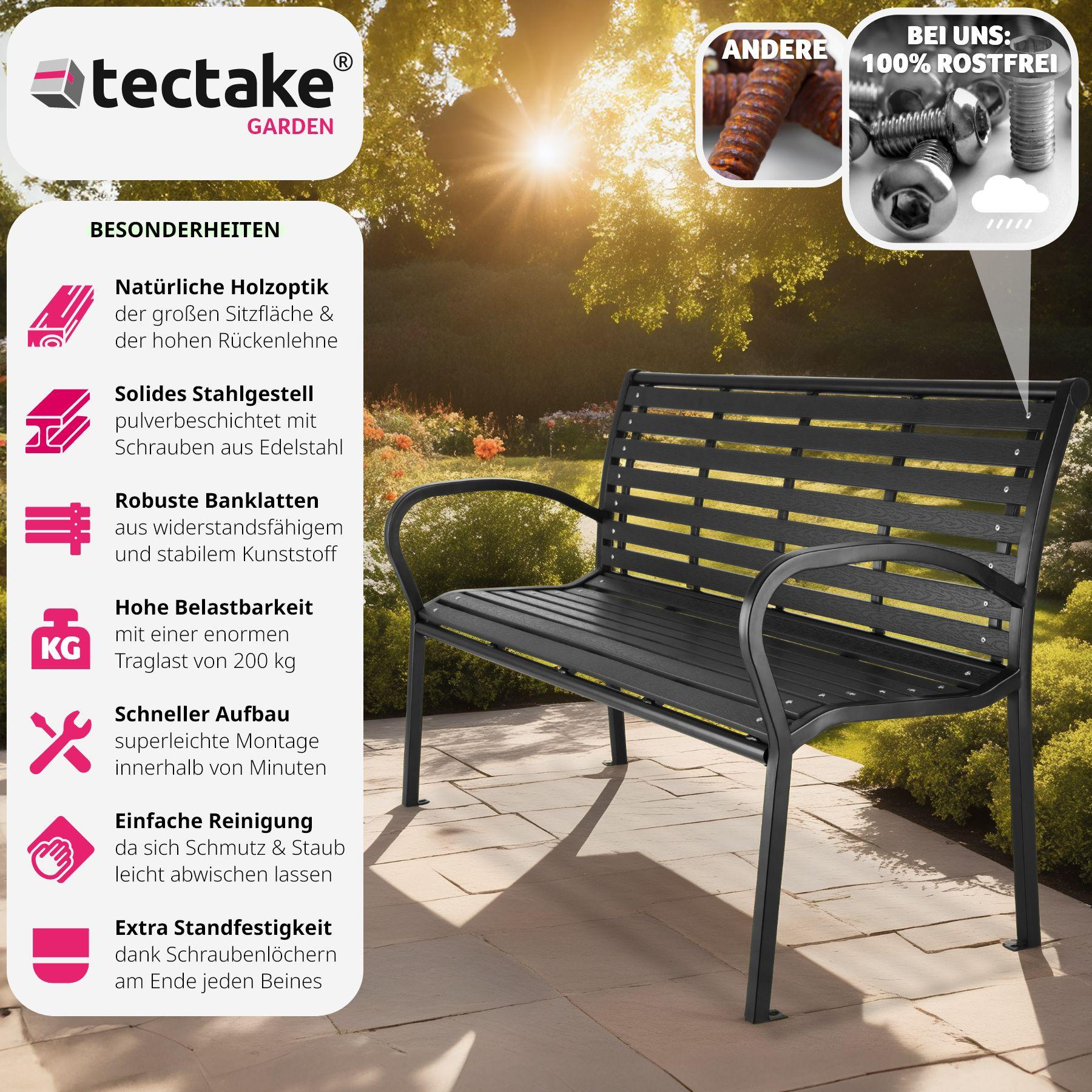 Tectake Gartenbank Pino 3-Sitzer 126x62x81,5cm