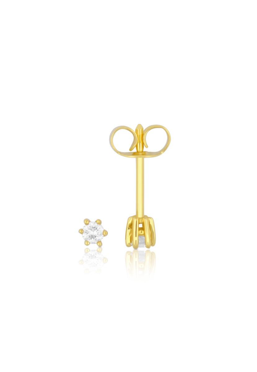 MUAU Schmuck Solitär Ohrstecker 6-Griff-Fassung Gelbgold 750 Brillanten 0.10ct. 4mm