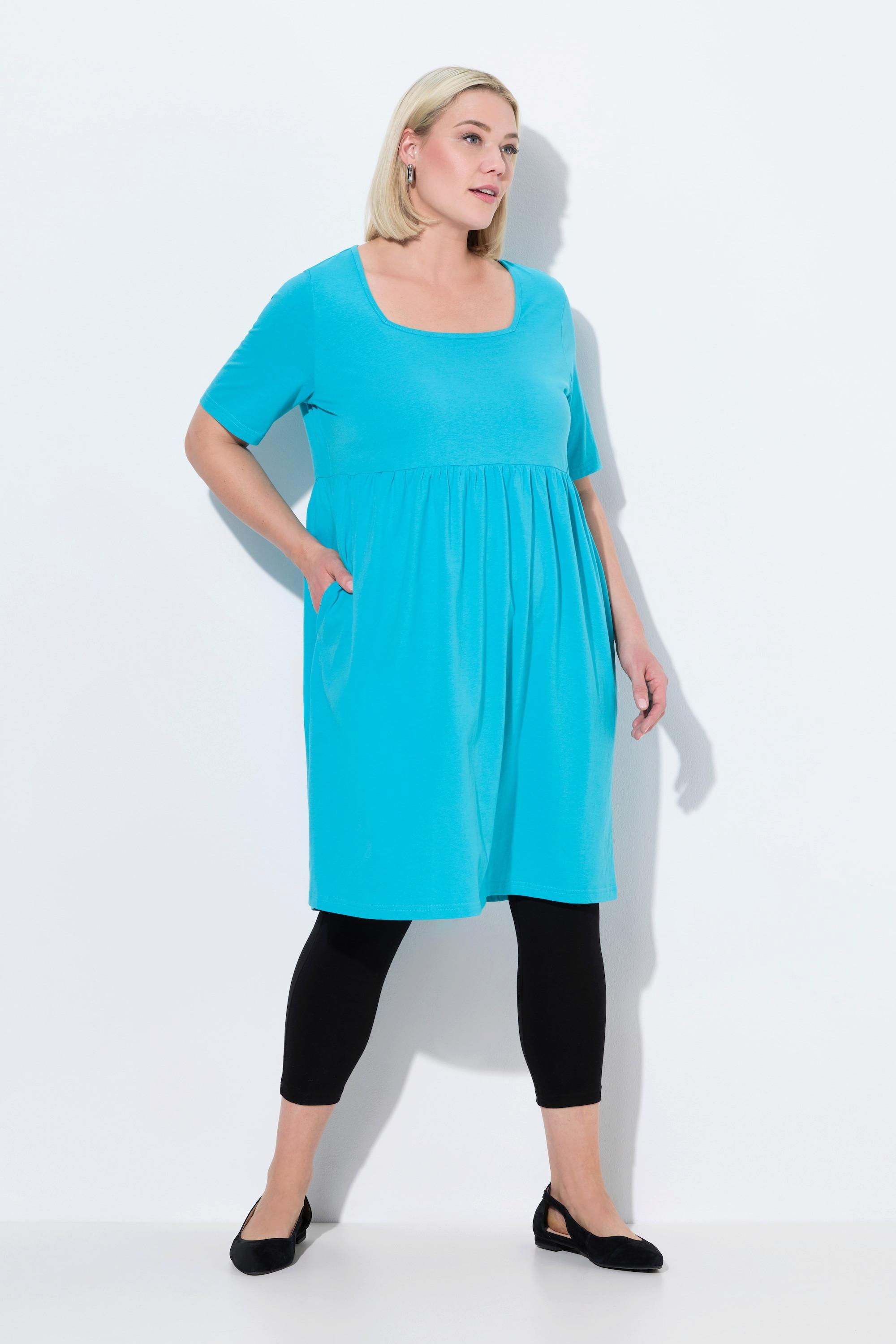 Ulla Popken A-Linie Carree-Ausschnitt Halbarm Kleid mit Taschen
