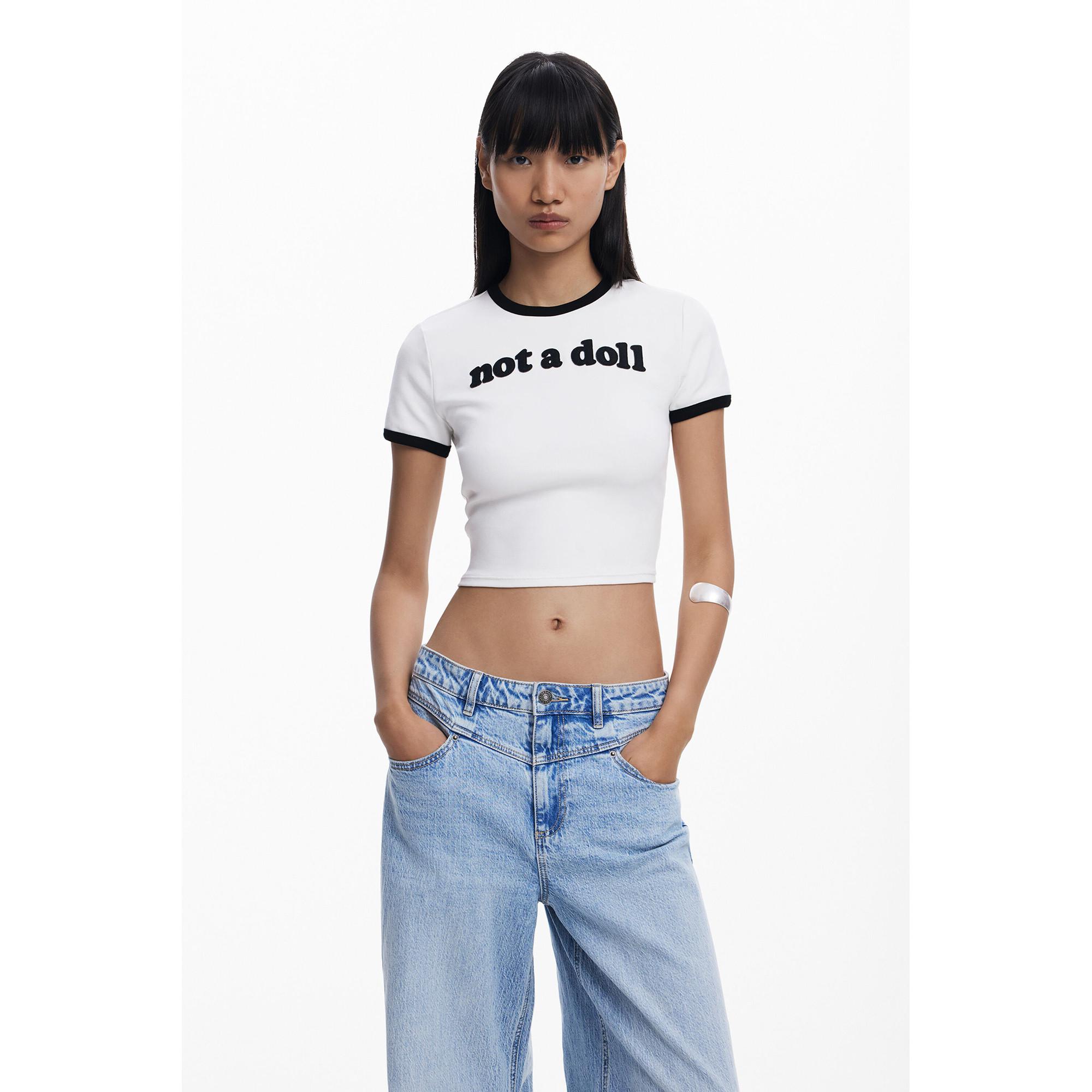 Desigual Kurzarm Rundhals T-Shirt Not a Doll