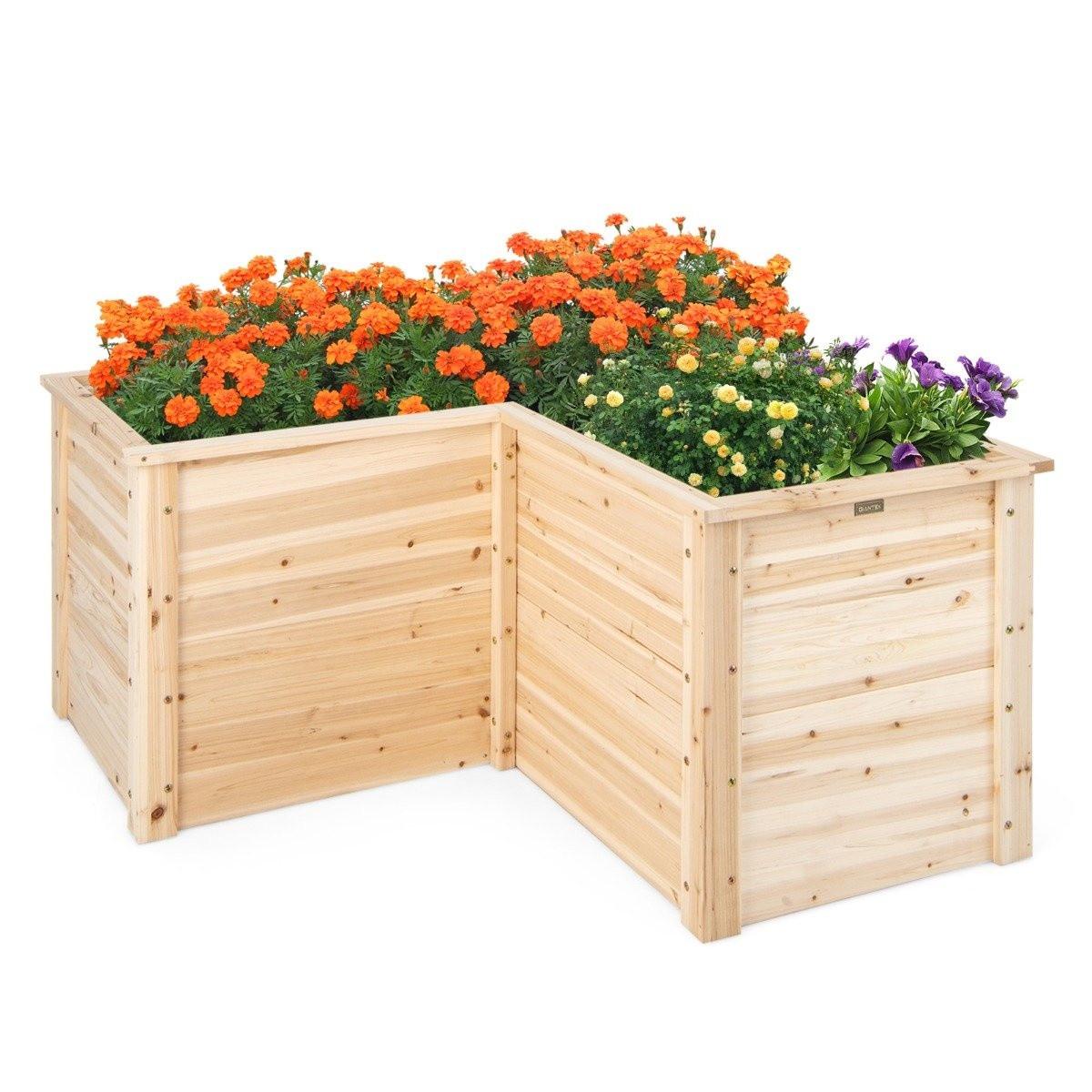 Northix Hochbeet Holz Pflanzkasten für Balkon Garten Terrasse Kräuterbeet Blumenkasten Natur